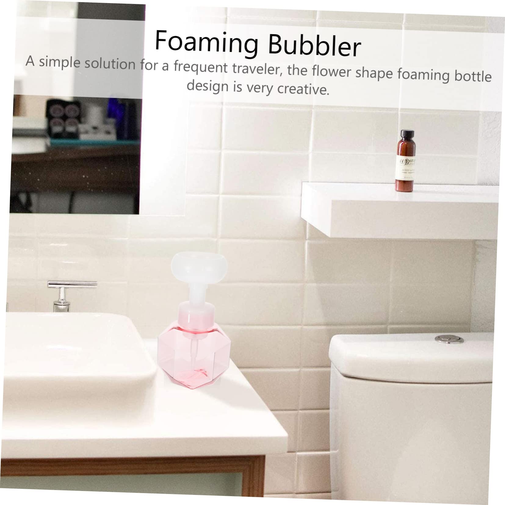 Pink Bubble Foaming Soap Dispenser - Compact & Stylish Hand Soap Bubbler Tool for Bathroom, Kitchen & Kids' Playtime