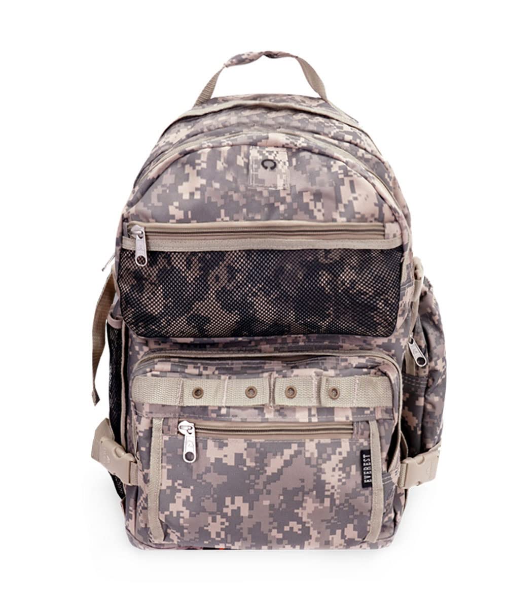 Everest Oversize Digital Camo Backpack - Military Style Tactical Rucksack for Hiking, Travel & School - Waterproof Durable Laptop Backpack with Multiple Pockets (One Size)