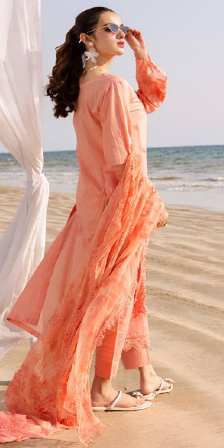 Elegant Chikankari Embroidered Lawn Suit in Pink - Nureh - Perfect for Weddings, Parties & Festive Occasions