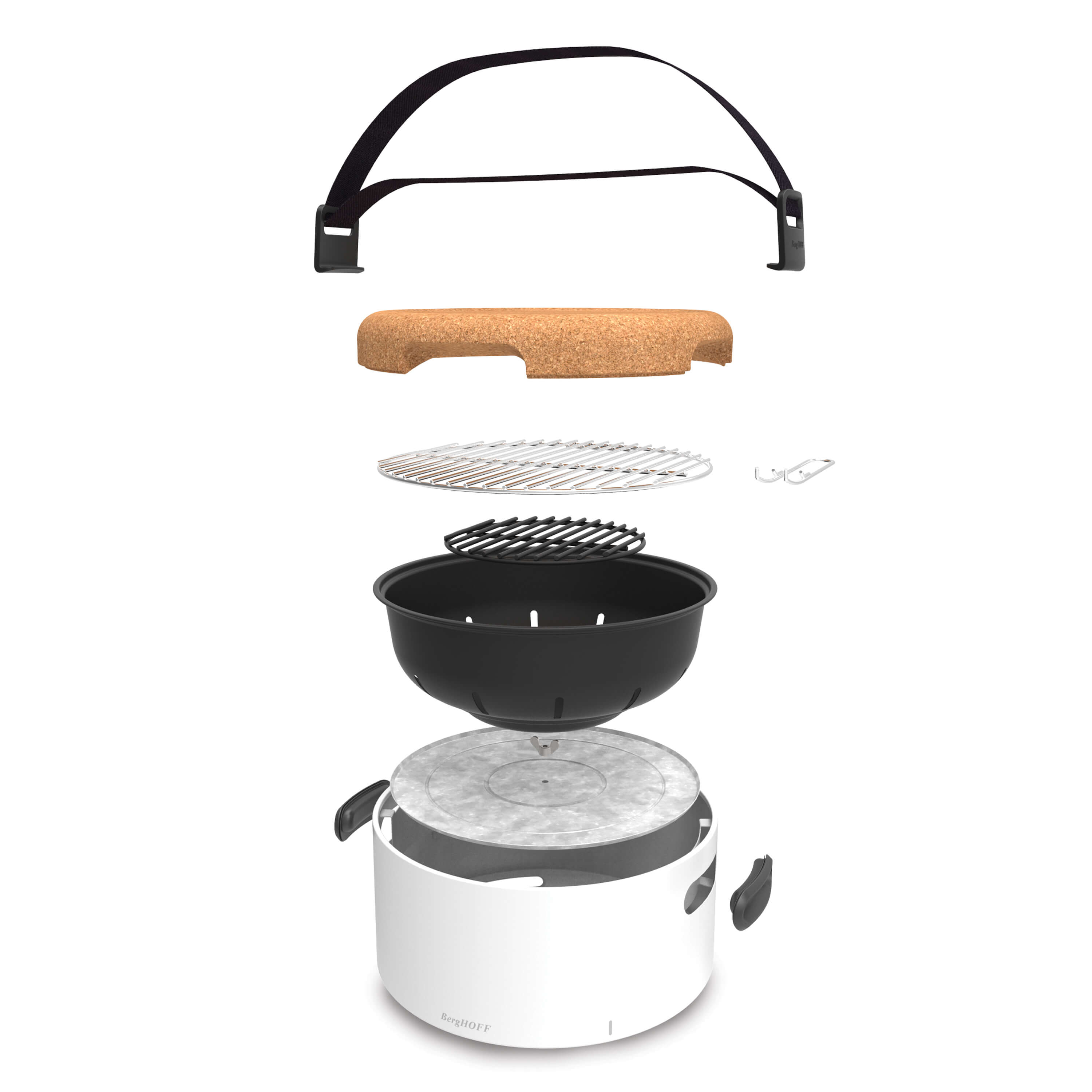 BergHOFF Portable Tabletop BBQ Grill with Tools - Black | Compact Outdoor Charcoal Grill for Camping, Picnics & Backyard Parties