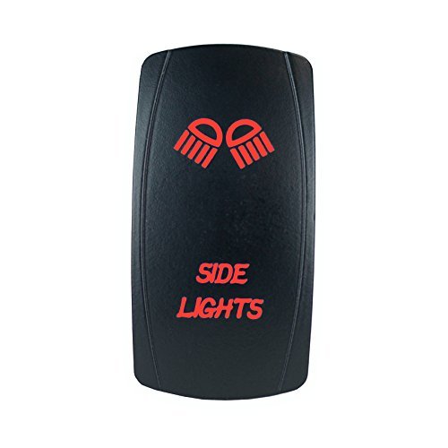 STV Motorsports 20A 12V Laser Backlit Red Rocker Switch with LED Side Lights - On/Off Power Control for Cars, Boats, RVs & Off-Road Vehicles