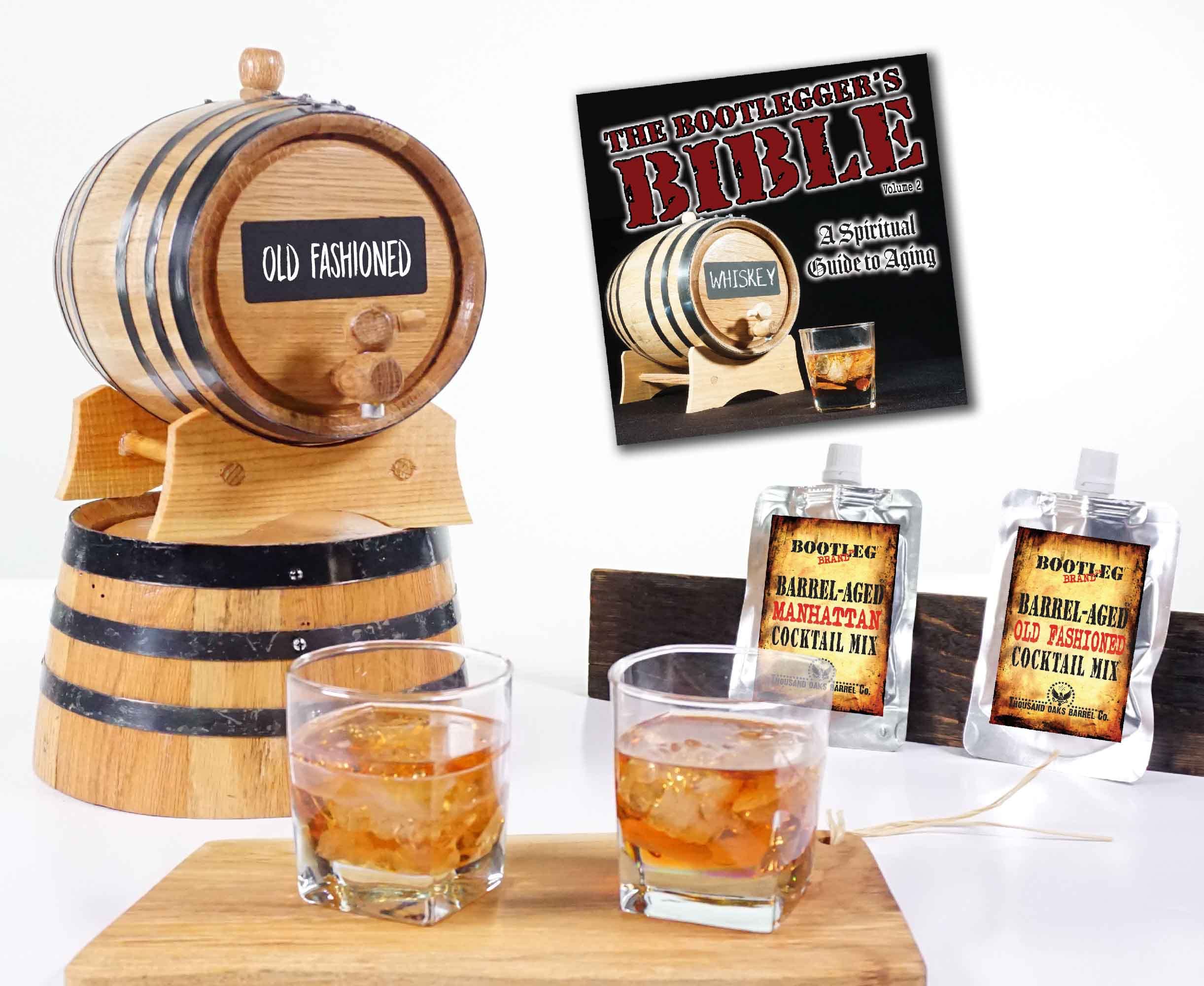 2L Whiskey Barrel Cocktail Aging Kit - Mini Oak Bourbon Barrel with Chalkboard Front, Stand, Spigot & Cocktail Mix - Perfect for Home Bar, Whiskey Making & Unique Gifts for Men - DIY Cocktail Infusion & Bourbon Aging Set for Whiskey Lovers