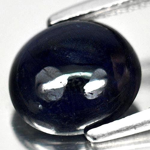 3.19ct Natural Genuine Dark Blue Sapphire Cabochon - 9mm Round Top Quality Gemstone for Jewelry Making, Engagement Rings & Healing Crystals