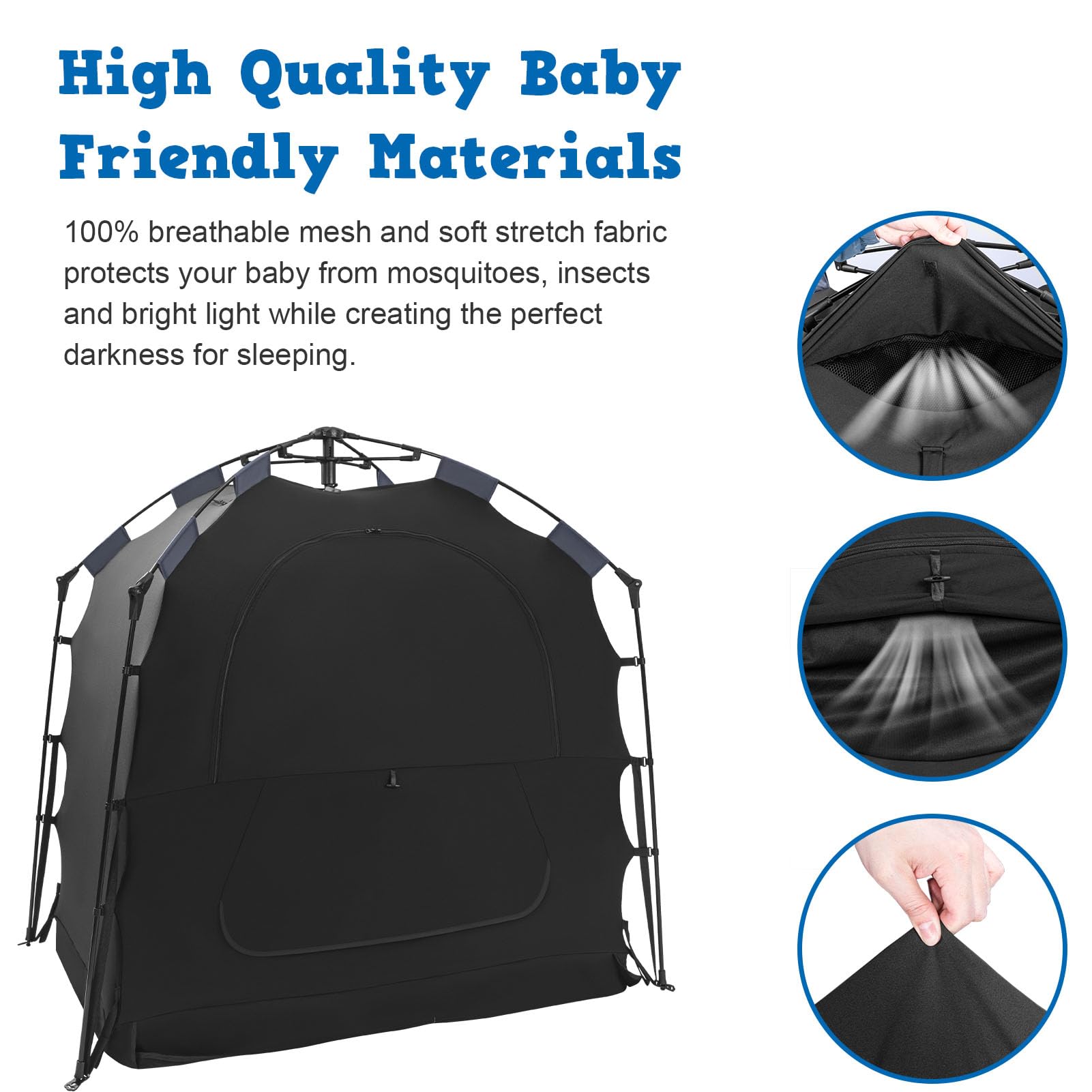 **Blackout Crib Cover for Baby - Easy Install Sleep Pod & Travel Canopy, Blocks 95% Light - Perfect for Nursery, Travel & Daytime Naps**