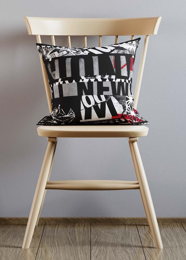 Abstract Typography Posters Cushion - Modern Home Decor Throw Pillow for Living Room, Bedroom & Office - Unique Text Art Design for Sofa, Chair & Dorm