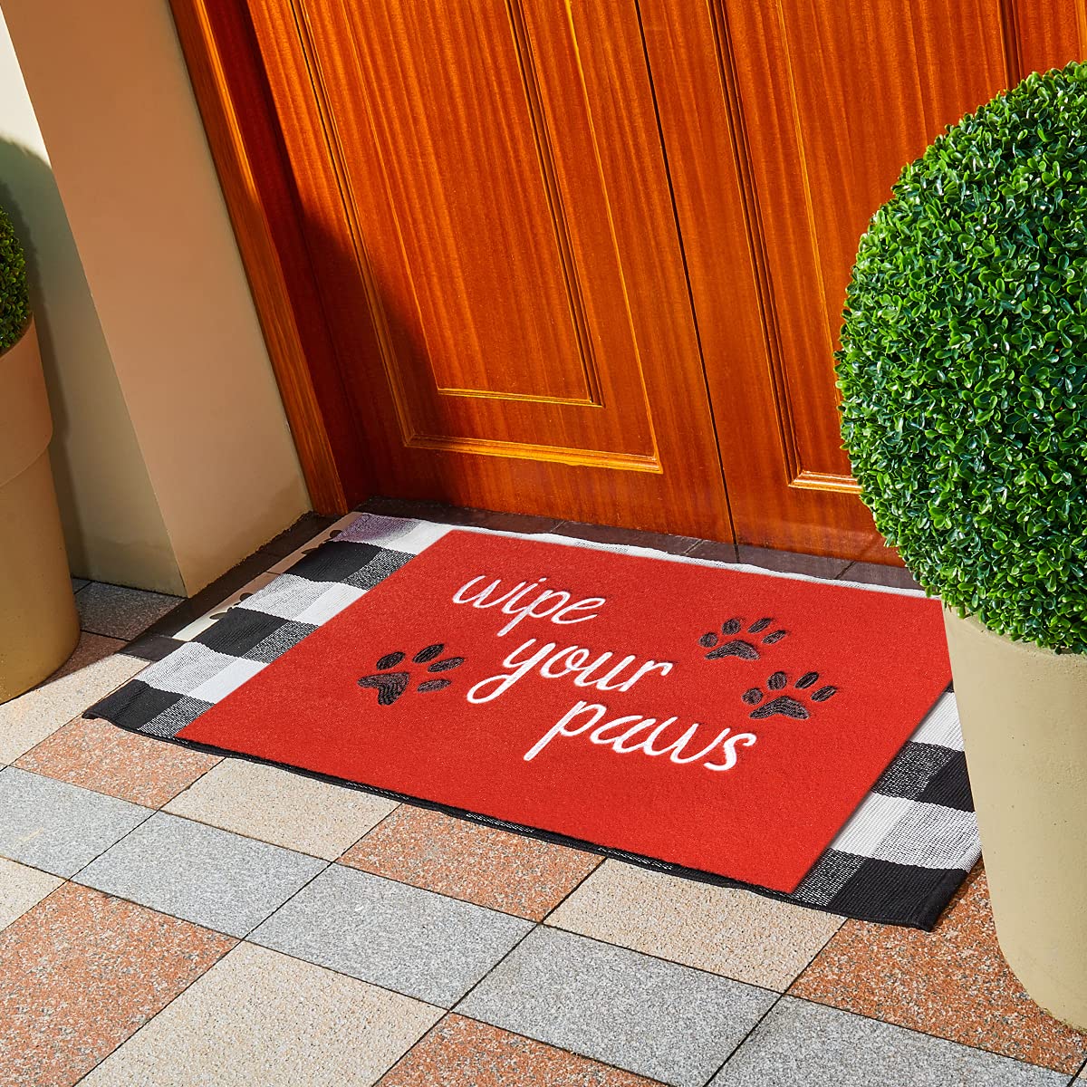 Large Non-Slip Rubber Doormat for Home Entrance - Funny Welcome Mat with 'Wipe Your Paws' Text, Durable Pet-Friendly Door Mat for Dogs - Perfect for Front Door, Porch, and Mudroom Use