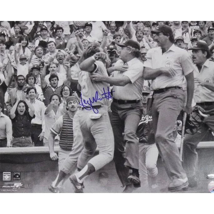 George Brett Autographed Signed Framed 16x20 Pine Tar Bat Photo with BAS COA - Kansas City Royals Memorabilia for Sports Fans & Collectors - Perfect for Man Cave, Sports Bar, or Office Decor