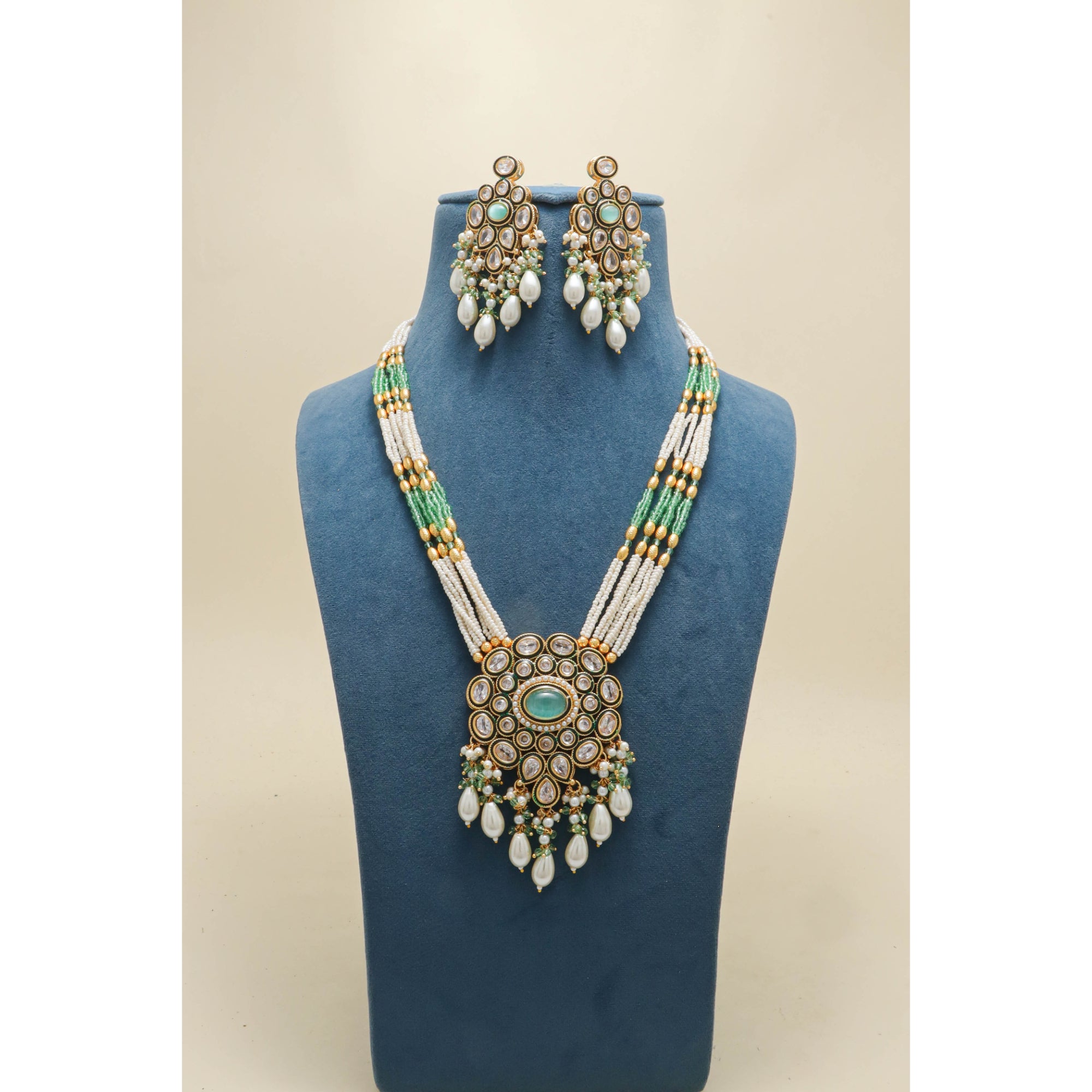 ADITI KUNDAN MALA Full Set - Traditional Indian Kundan Necklace Set for Women - Perfect for Weddings, Parties & Festive Occasions