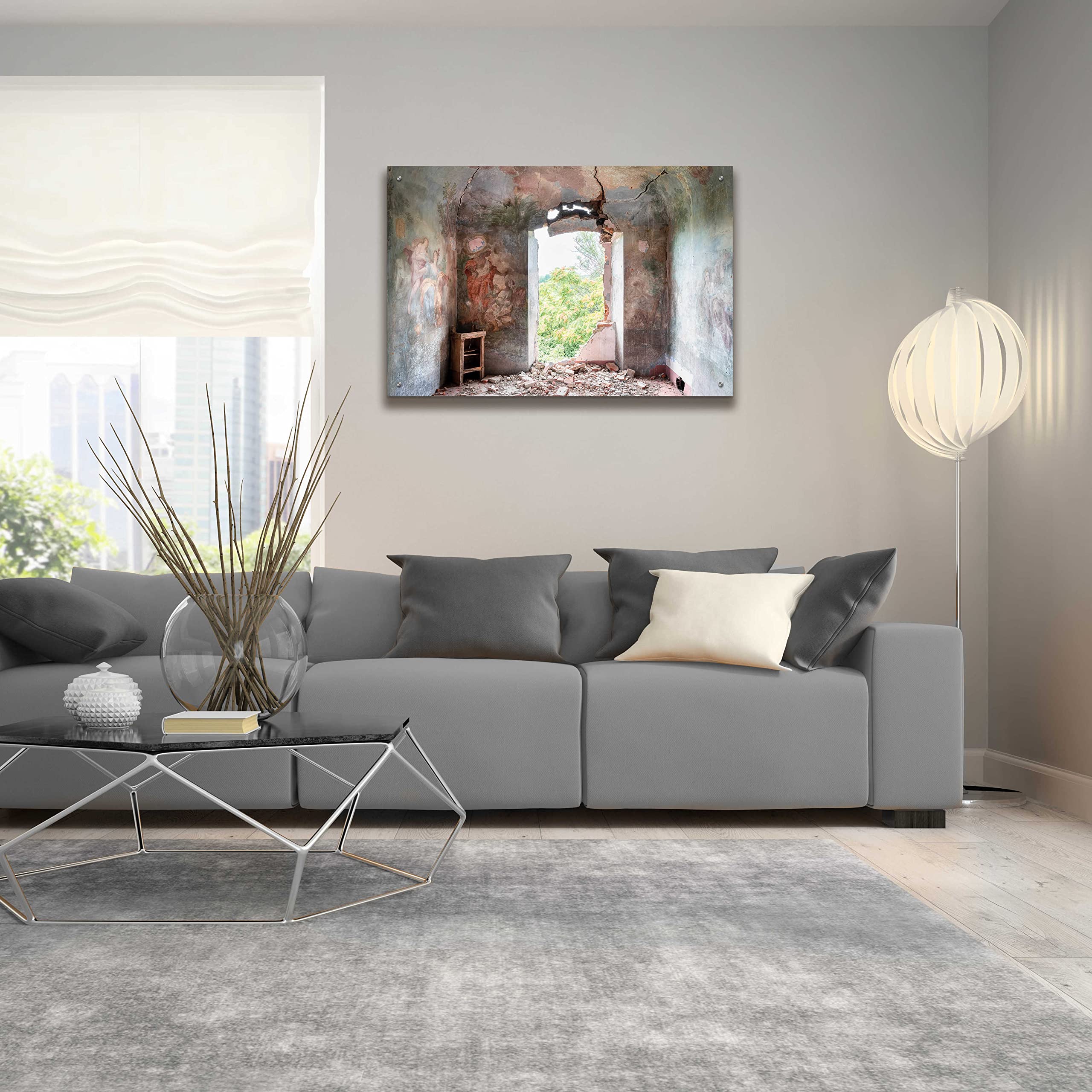 Roman Robroek 'Crack in The Wall' Acrylic Glass Wall Art - 36x24 Inches Modern Abstract Painting for Living Room, Bedroom & Office Decor