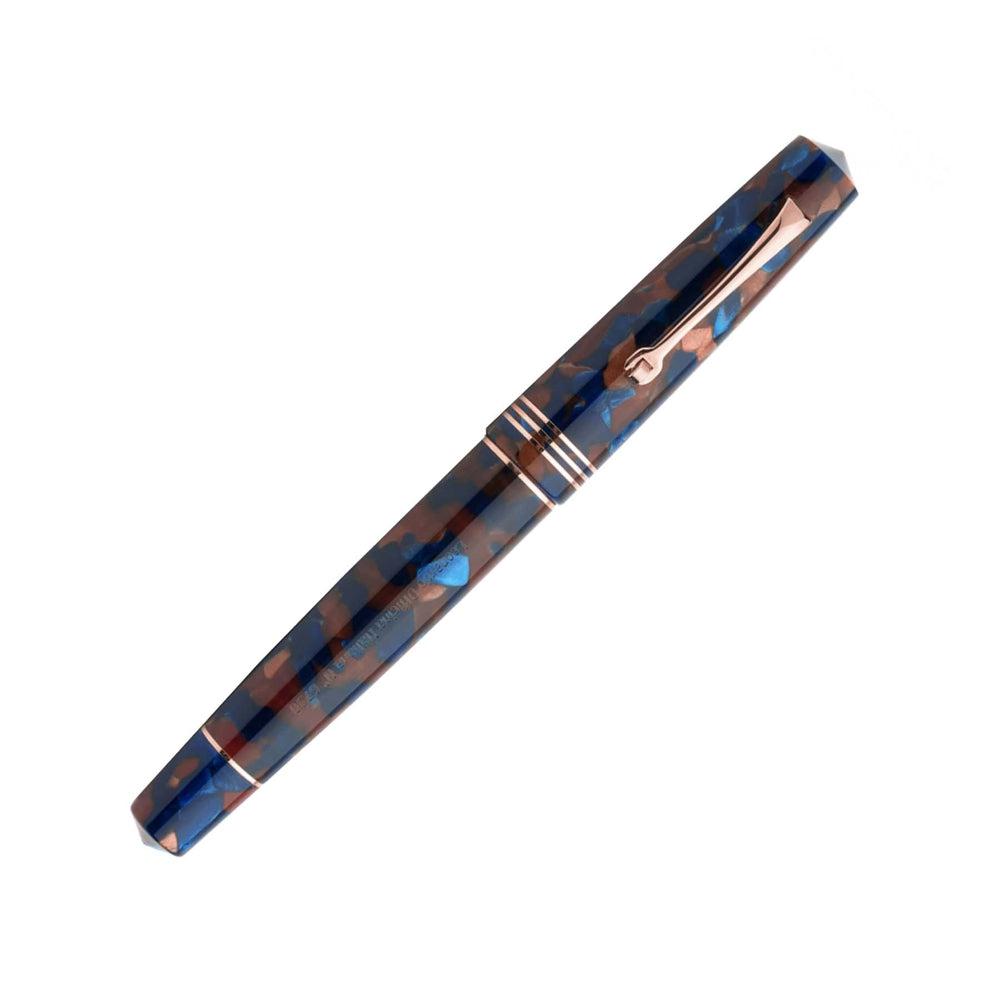 Leonardo Fountain Pen - Momento Zero Stainless Steel with Pietra Marina (Sea Stone) Design | Premium Writing Instrument for Professionals, Collectors & Gift Giving | Perfect for Signatures, Calligraphy & Special Occasions