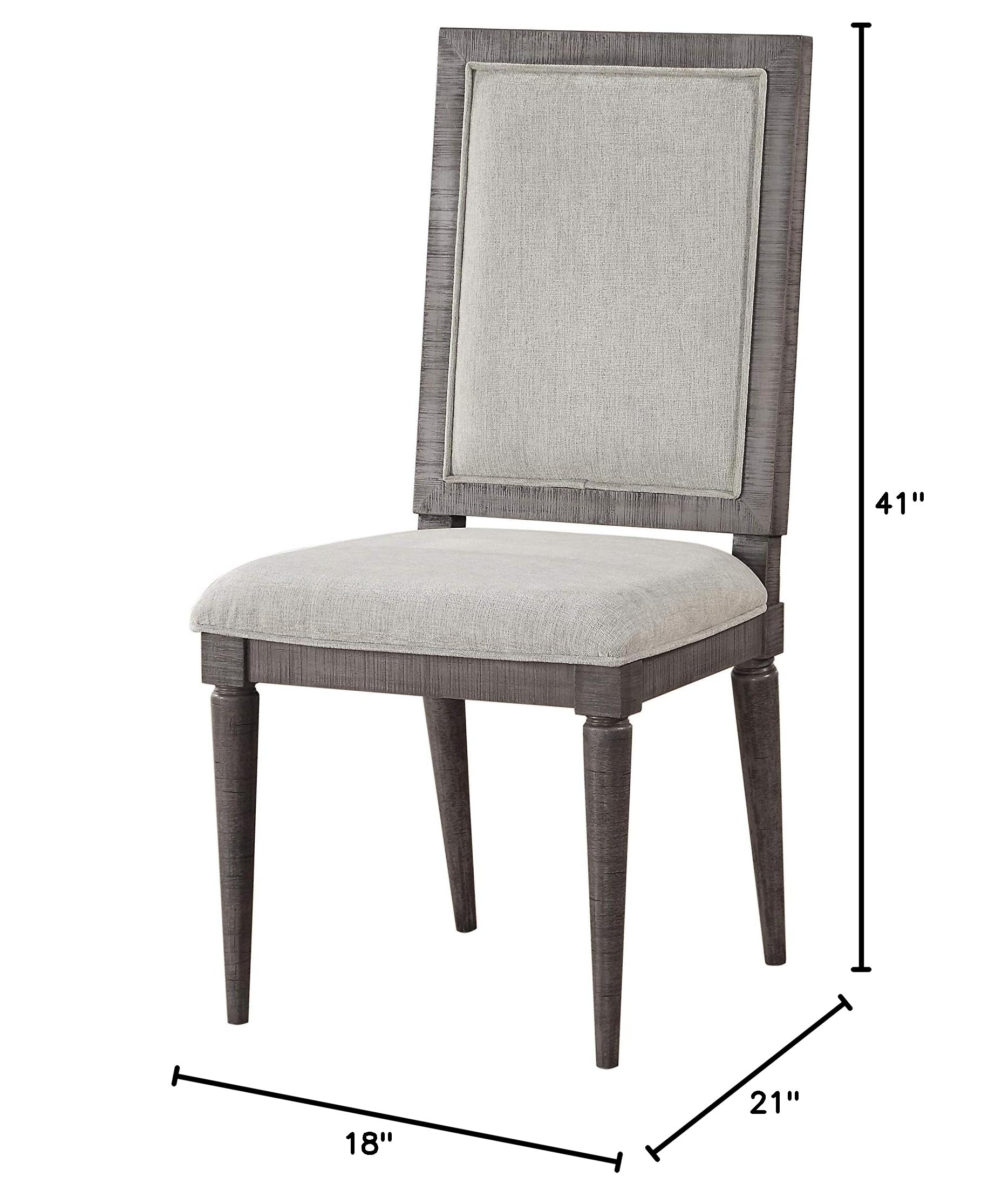 Benjara 2-Piece Gray Fabric Upholstered Wooden Side Chairs with Cushioned Seat & Tapered Legs - Dining Room, Living Room, Bedroom Accent Chairs for Home Decor