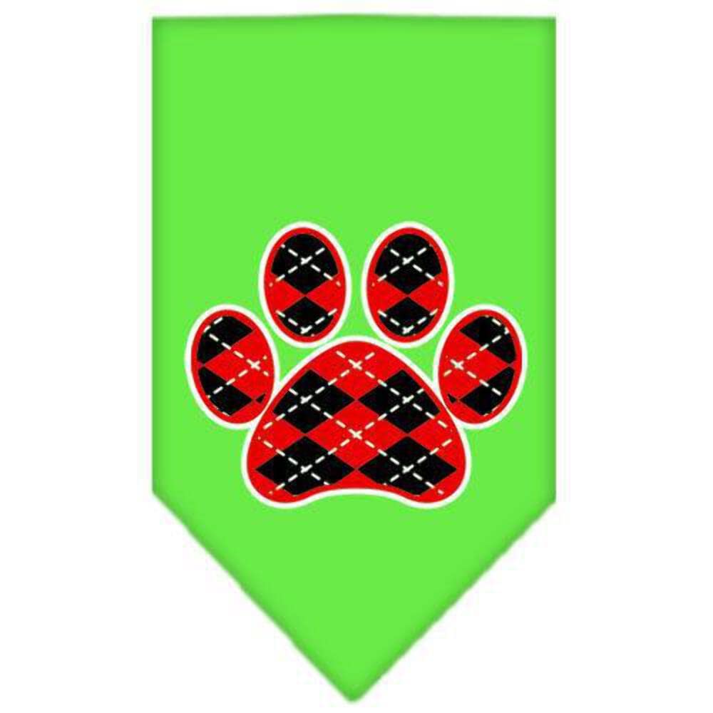 Red Argyle Paw Print Dog Bandana - Bright Pink Large Pet Bandana for Dogs & Cats - Perfect for Holidays, Birthdays & Photo Shoots