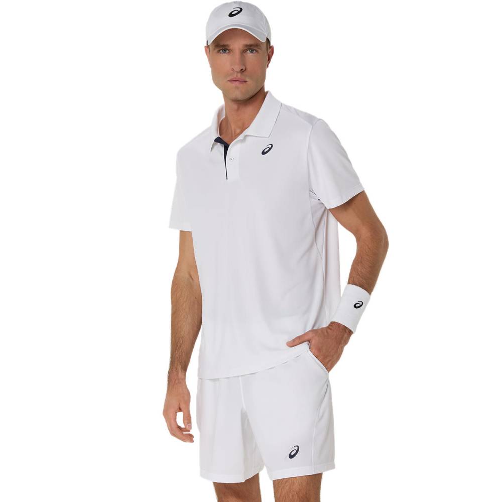 ASICS Men's Performance Tennis Polo Shirt - Breathable Quick-Dry Fabric, UPF 50+ Sun Protection - Brilliant White - Ideal for Tennis, Golf & Casual Wear