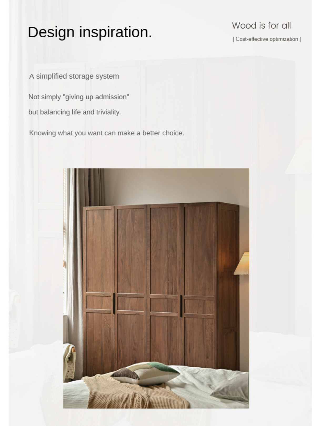 Modern Solid Black Walnut Wood Wardrobe - Stylish & Minimalist Closet Organizer for Bedroom, Walk-in Closet, or Guest Room Storage