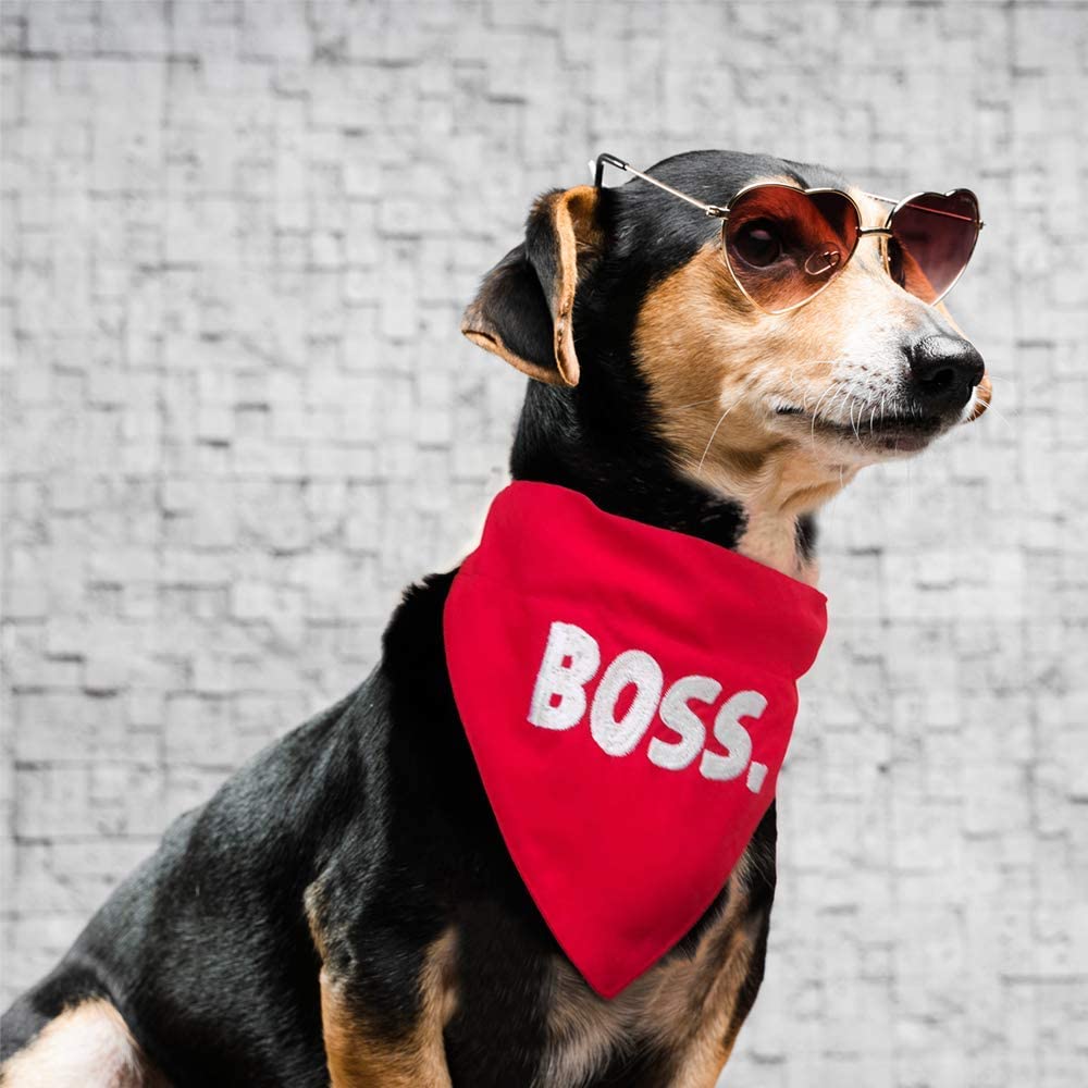 BOSS Dog Bandana & Scarf with Adjustable Collar - Tuxedo Style Pet Accessory for Large Dogs (Red, XL) - Perfect for Weddings, Parties & Special Occasions