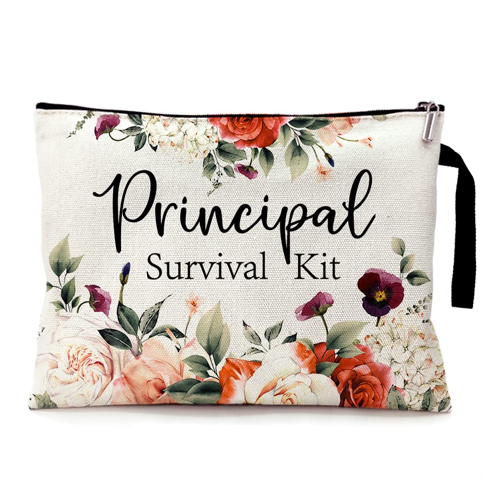 ZHANTUONE Funny Principal Makeup Bag for Travel - Waterproof Toiletry Zipper Pouch - Retirement, Farewell, Birthday & Graduation Gift for School Principals - Perfect for Teachers, Educators & Administrators