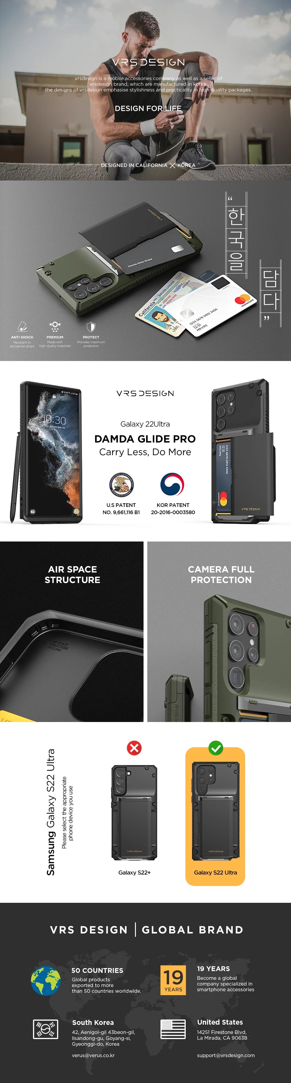 Samsung Galaxy S22 Ultra Case - Damda Glide Pro Protective Cover with Shock Absorption | Perfect for Outdoor Activities, Travel & Daily Use
