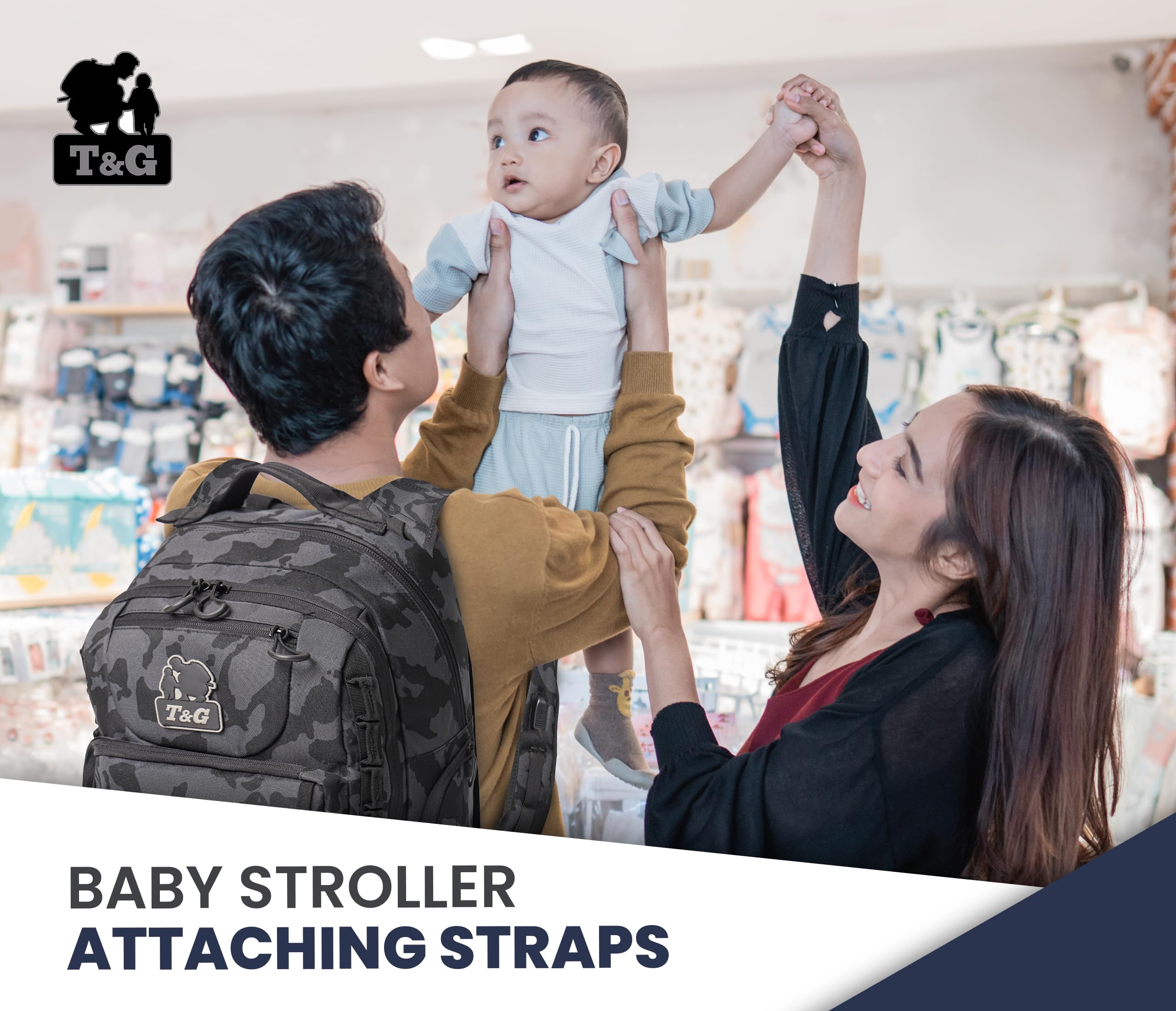 **Best Diaper Backpack for Dads & Moms - Large Baby Bag with USB Port, Laptop Compartment & Stroller Straps - Includes Changing Mat - Black Camo Design - Perfect for Travel, Daycare & On-the-Go Parents**