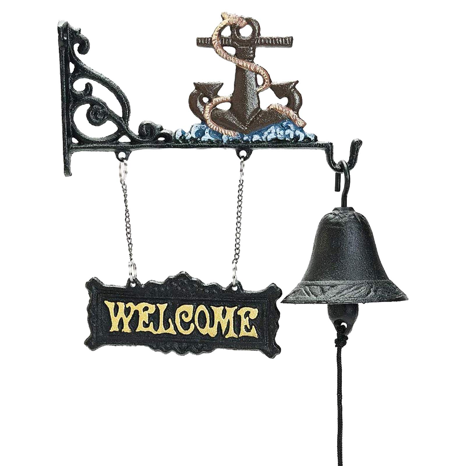 Vintage Rustic Cast Iron Wall Door Bell Welcome Sign - Mediterranean Style Anchor Handcrafted Doorbell for Outdoor Porch, Patio & Garden Decor | Perfect for Farmhouse, Coastal & Cottage Style Homes