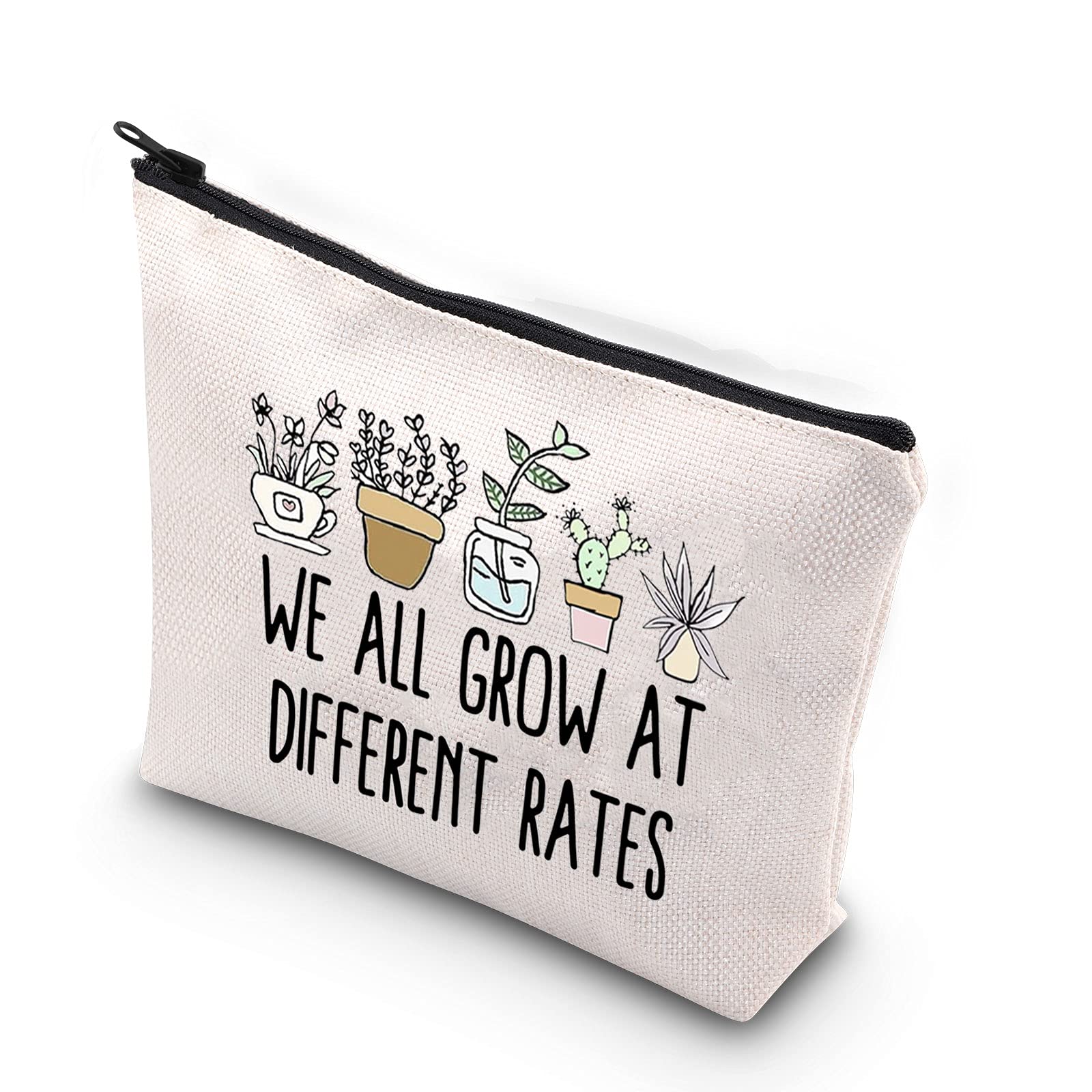 WCGXKO Special Education Teacher Appreciation Gift - Inspirational 'We All Grow At Different Rates' Makeup Pouch & Zipper Bag - Perfect for Classroom Supplies, Cosmetics & Travel Essentials
