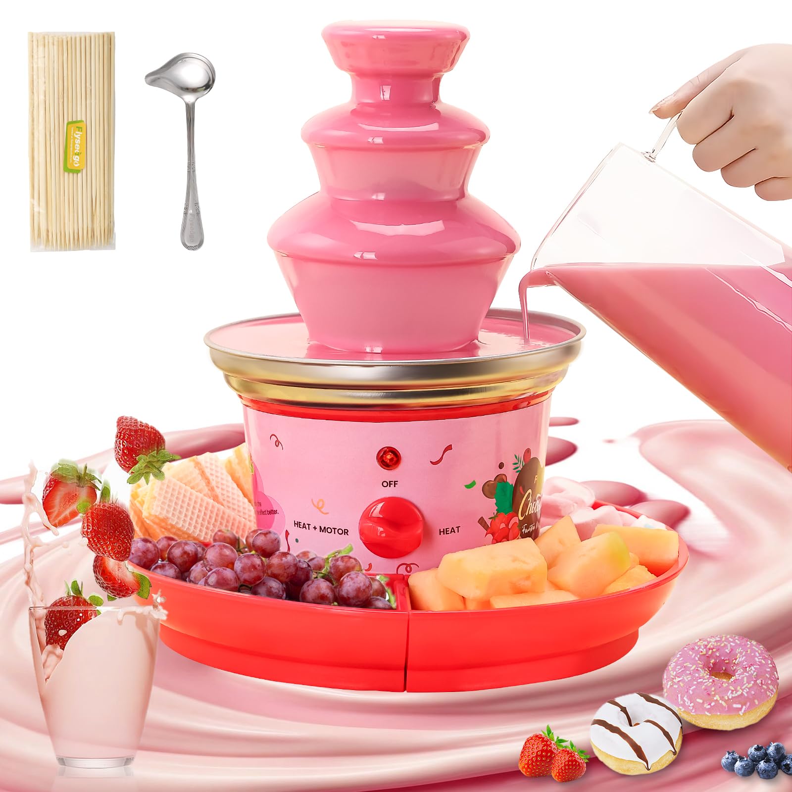 4-Tier Chocolate Fountain Machine for Parties & Events - 3-Tier Mini Chocolate Fountain for Home & Small Gatherings - Perfect for Weddings, Birthdays, and Dessert Displays