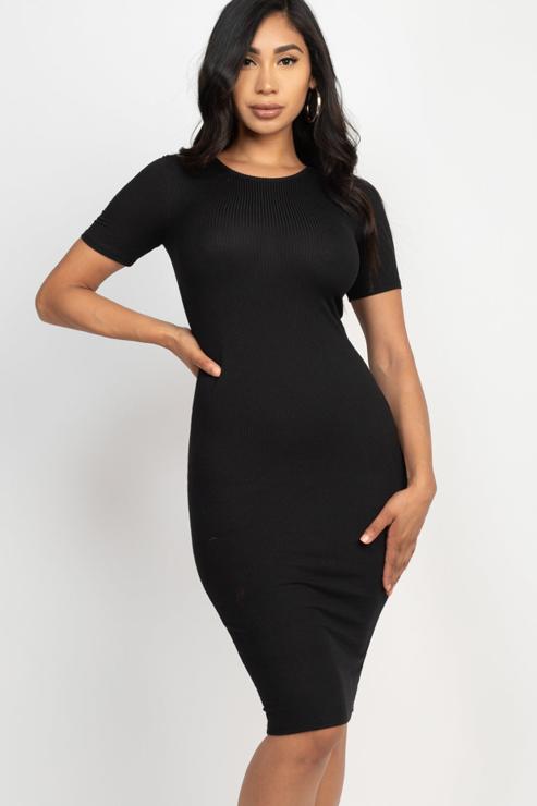 Stylish Ribbed Bodycon Midi Dress for Women - Slim Fit Stretchy Party & Night Out Outfit - Perfect for Club, Date Night, and Special Occasions