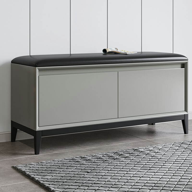 Modern Black Faux Leather Rectangle Storage Ottoman with Wood Frame and Nailhead Trim - Stylish Living Room Footrest, Bedroom Bench & Hidden Storage Solution for Home Decor