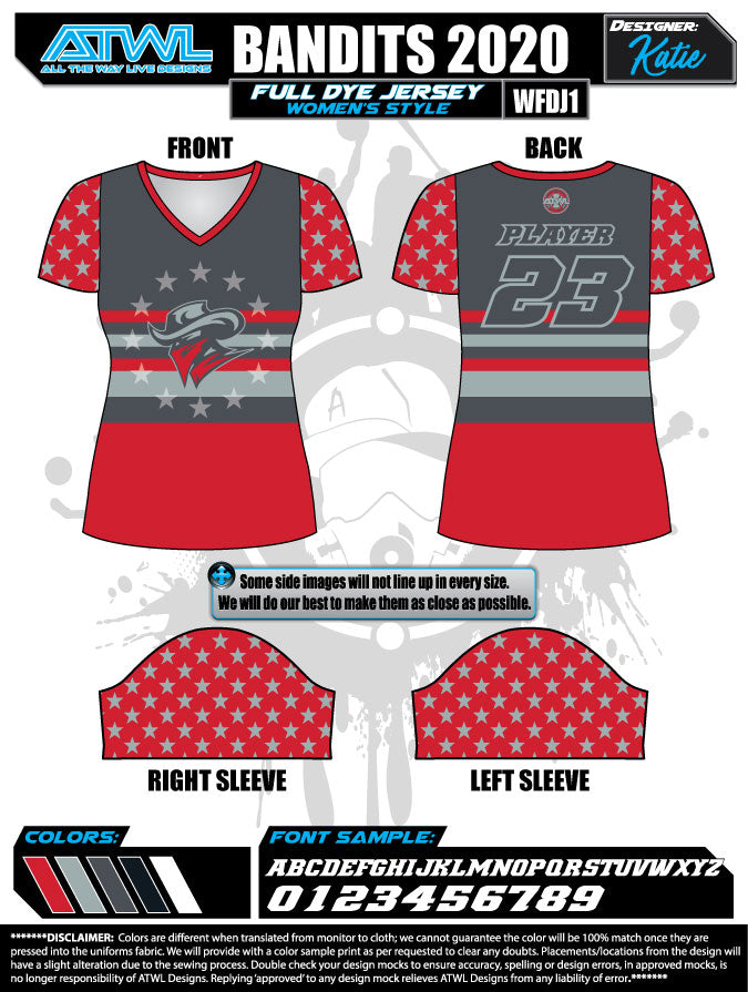 Bandits 9U 2020 Women's Full Dye Softball Jersey - Breathable & Moisture-Wicking for Games & Practice - Perfect for Tournaments & Team Sports