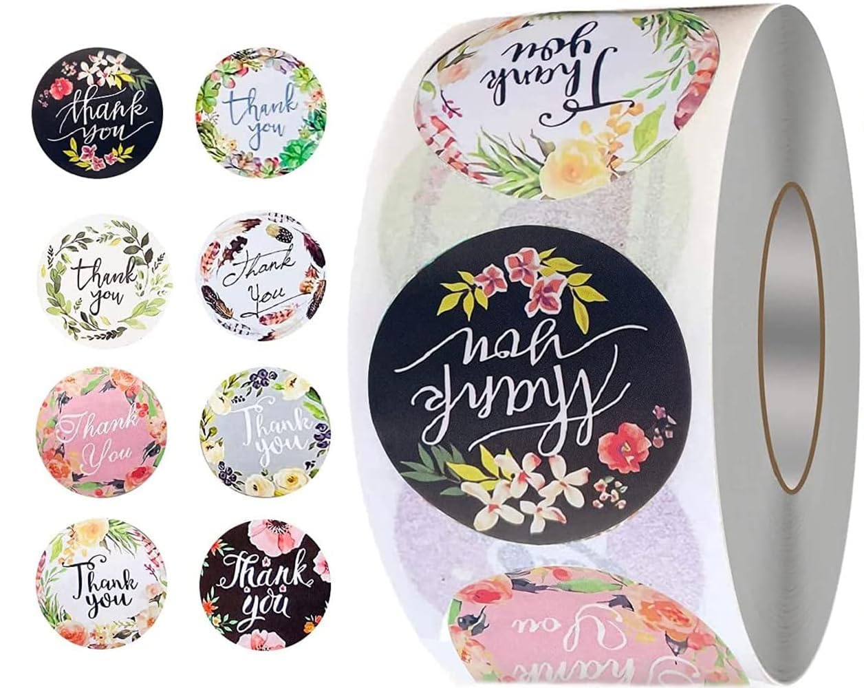 500 Pcs Thank You Stickers for Small Business | Self-Adhesive Appreciation Stickers with Beautiful Floral Design | 1.0 Inch Round Durable Labels for Packaging, Gifts, and Customer Appreciation
