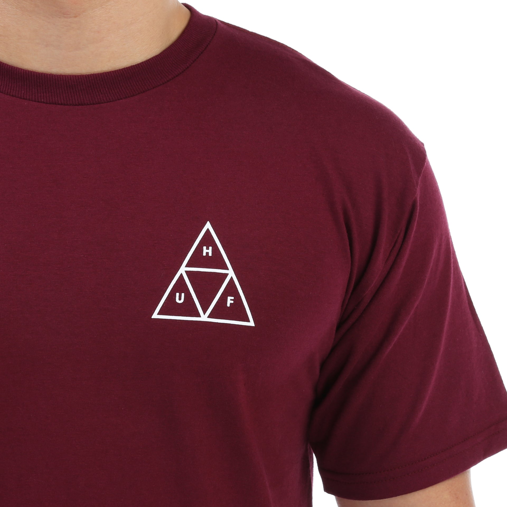 Huf Ambush Triple Triangle Tee - Maroon Red Graphic T-Shirt for Men | Streetwear Fashion | Casual Wear & Skate Style