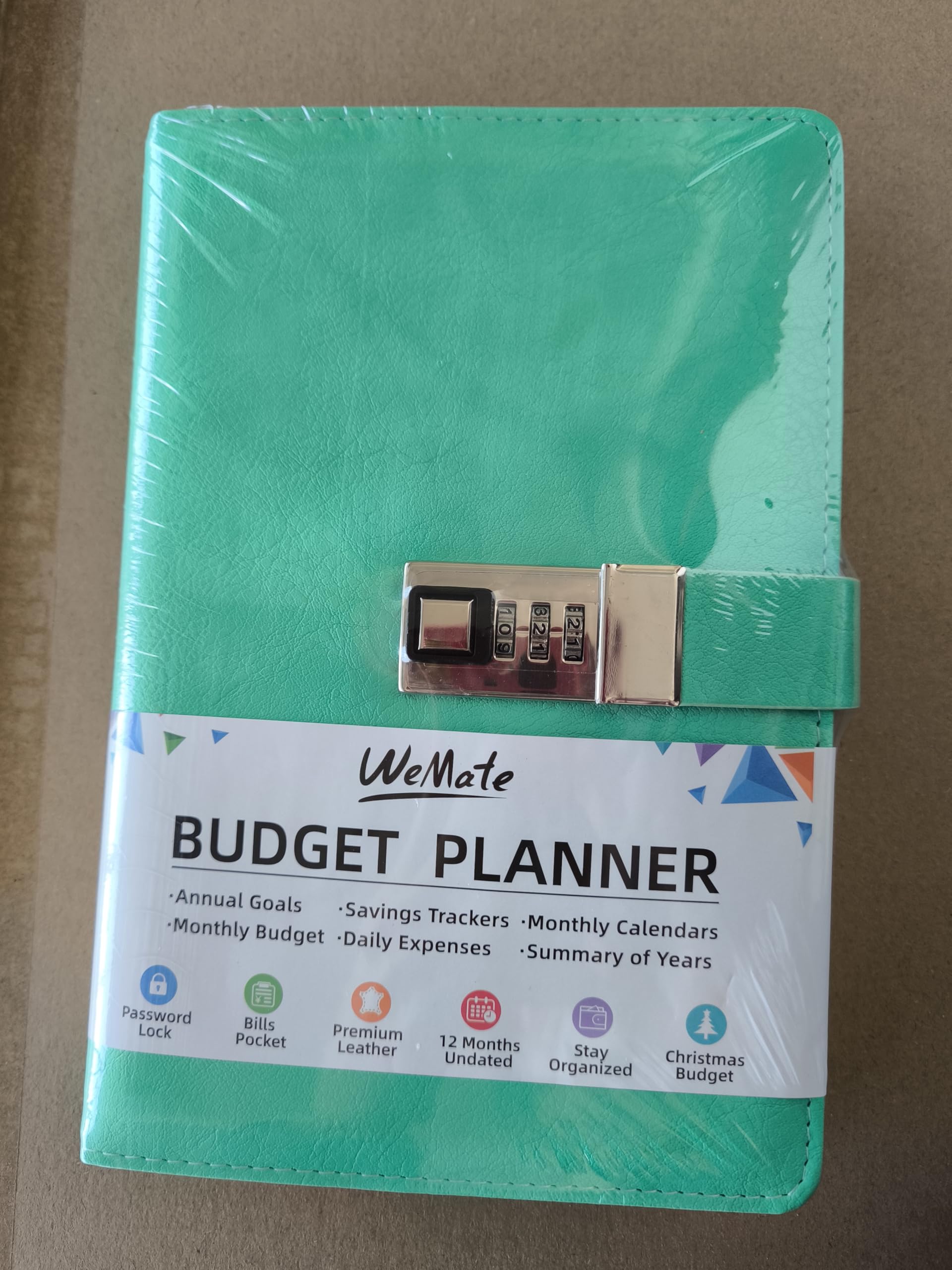 WEMATE 2025 Budget Planner with Lock - Monthly Expense Tracker Notebook, Undated Financial Organizer, A5 Leather Money Management Journal (Green) - Perfect for Personal Finance, Savings Goals & Debt Tracking