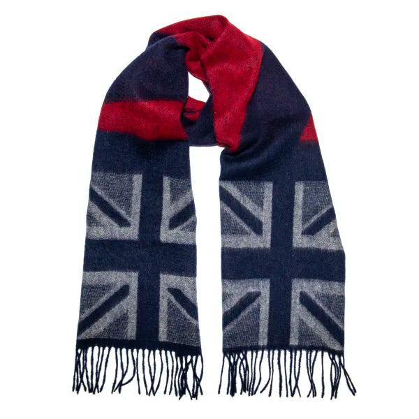 Union Jack Classic Brushed Wool Scarf - British Flag Pattern, Warm & Soft Winter Accessory for Men & Women - Perfect for Cold Weather, Travel, and Fashion Outfits