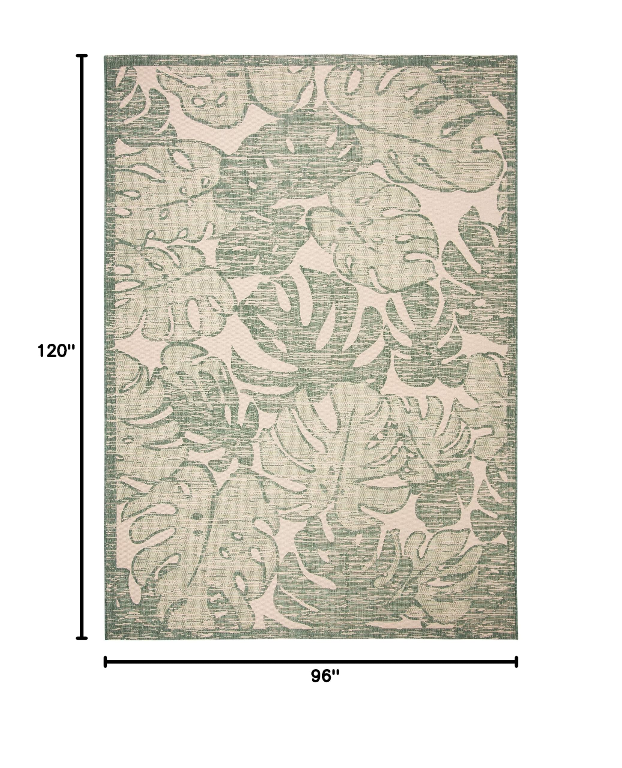 SAFAVIEH Courtyard Collection 8' x 10' Beige & Green Indoor Outdoor Waterproof Area Rug - Easy to Clean, Perfect for Patio, Backyard, Mudroom, Deck & Sunroom Decor