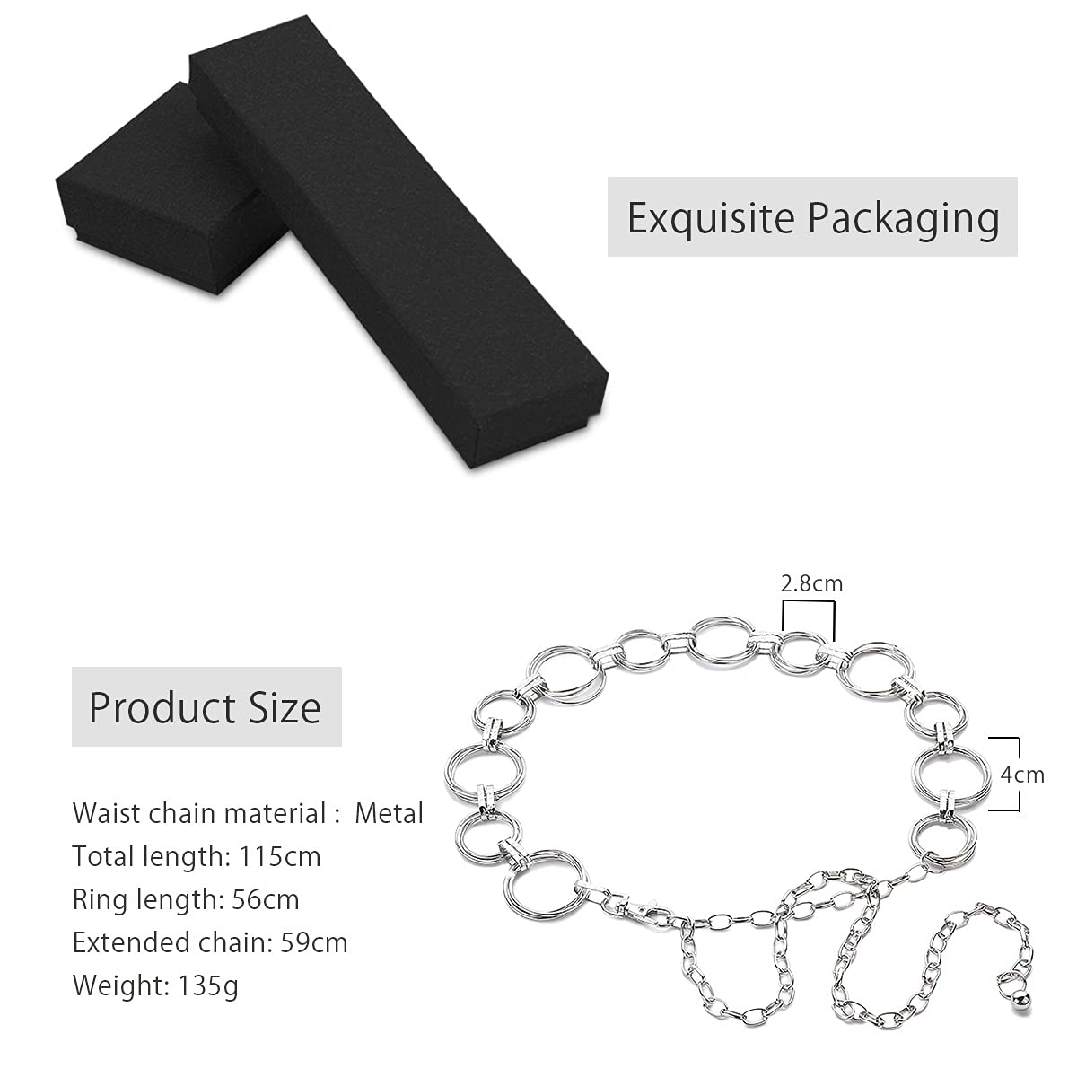 Fashion Women's Adjustable Waist Chain Belt - Gold & Silver Metal Ring Body Chain for Dresses, Party, Wedding & Daily Wear | Elegant Accessory for Outfits & Special Occasions