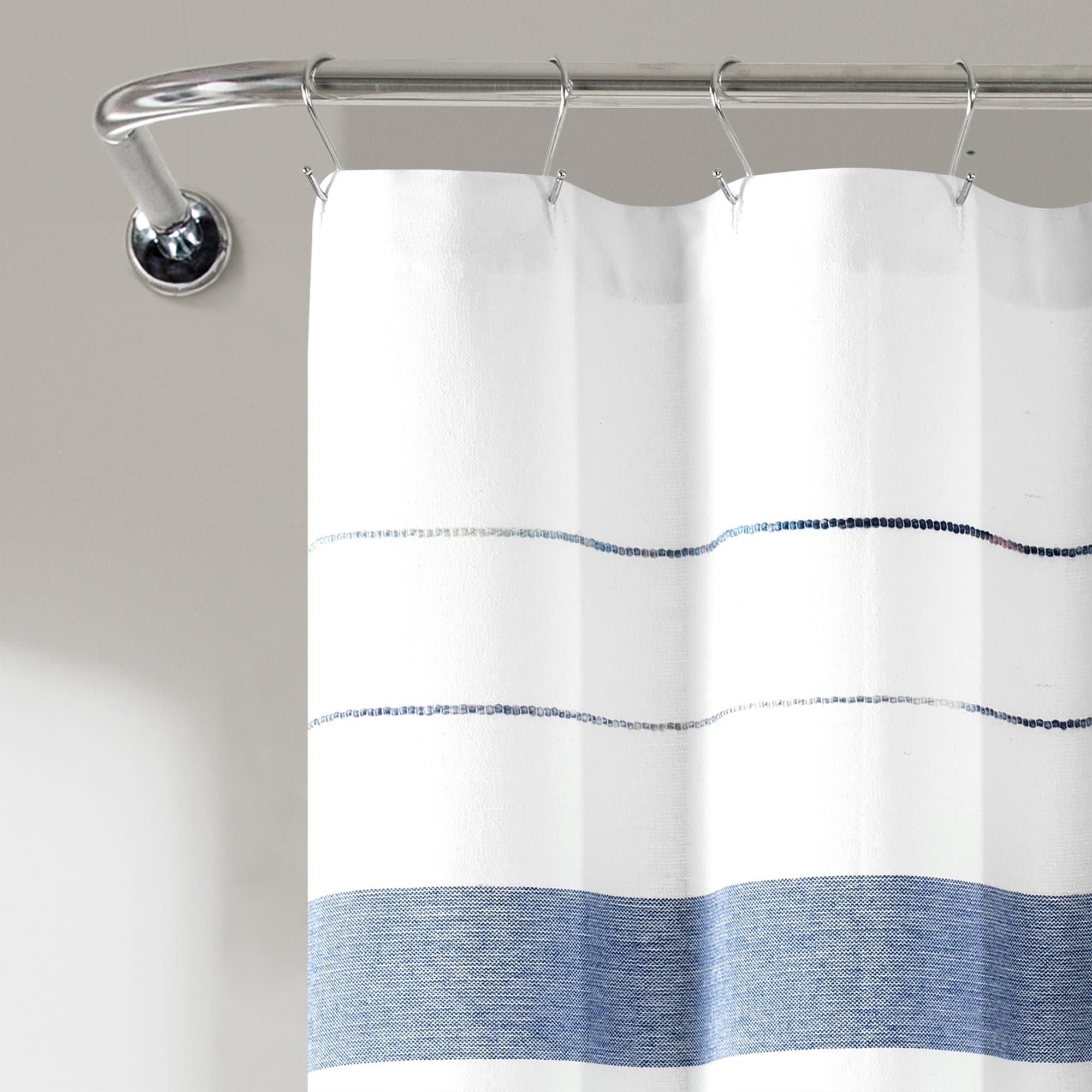 Eco-Friendly Recycled Cotton Blend Shower Curtain - Striped Yarn Dyed Design for Bathroom Decor | Waterproof & Stylish Bath Accessory for Modern Homes