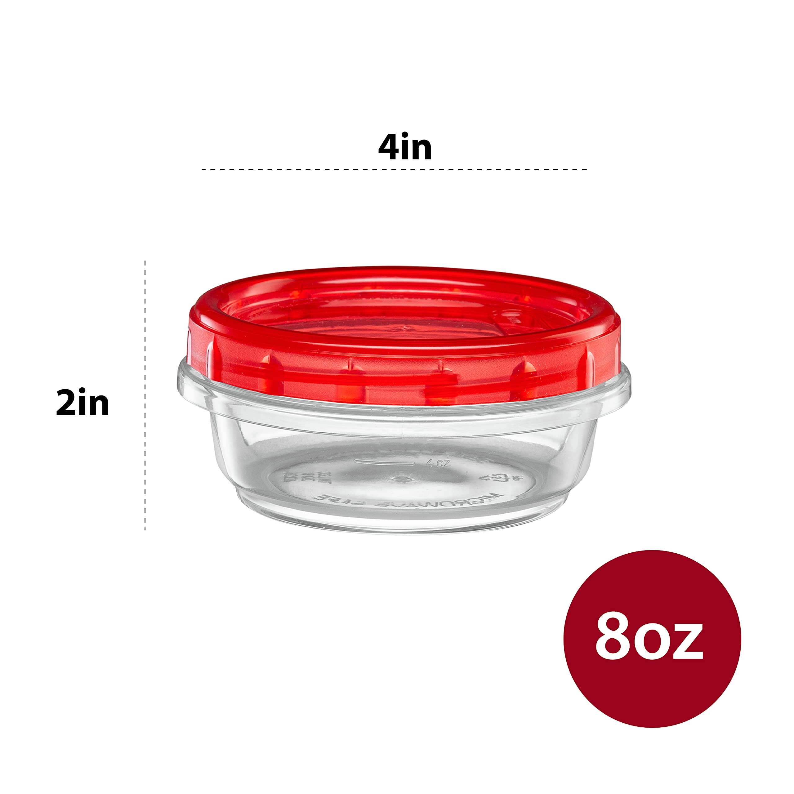 8oz (10 Pack) Clear Plastic Food Storage Containers with Red Screw-On Lids - Airtight Freezer Safe Twist Top Containers for Meal Prep, Leftovers & Bulk Food Storage