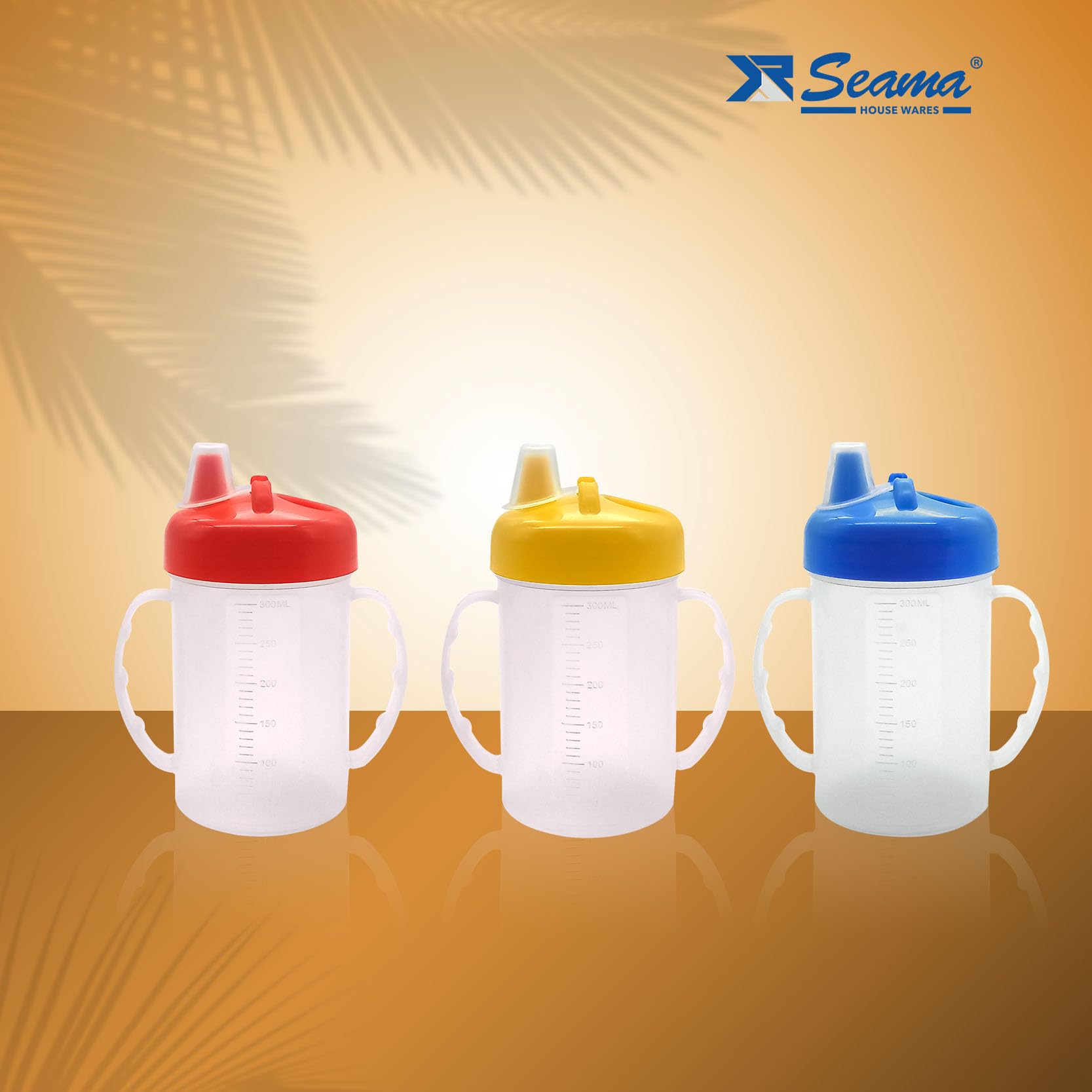 Seama Chottas 300ml Plastic Sippy Cups for Toddlers & Kids - Set of 2 Leak-Proof Baby Bottles with Handles | BPA-Free Spill-Proof Drinking Cups for School, Travel & Home Use