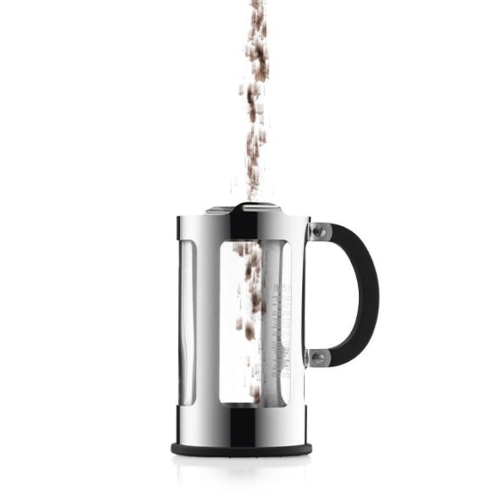 Bodum Chambord 4 Cup French Press Coffee Maker with Locking Lid - Chrome Plated Stainless Steel for Home, Office & Camping Use