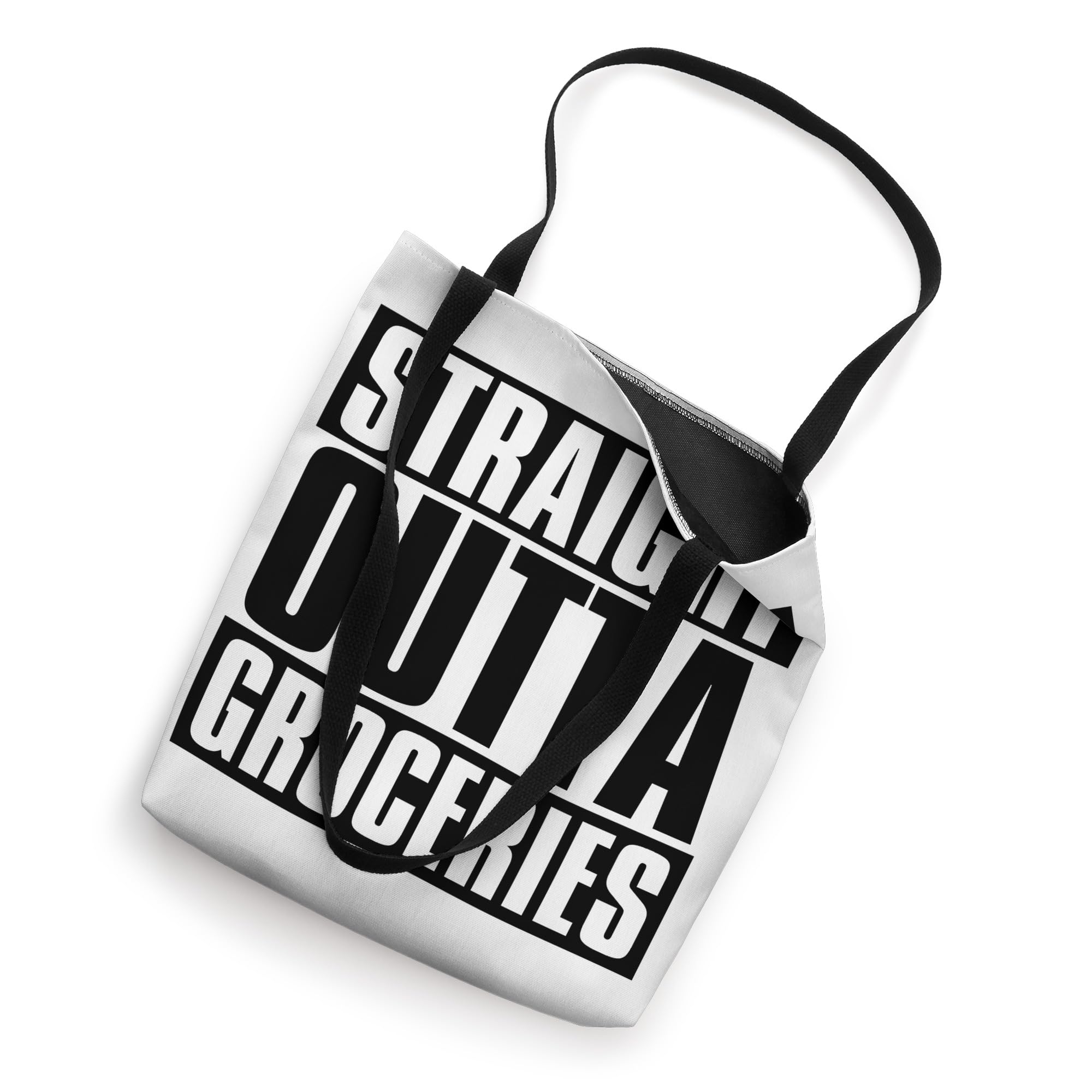 Funny Grocery Shopping Tote Bag - Straight Outta Groceries Design - Reusable Eco-Friendly Shopping Bag for Supermarket, Farmers Market & Errands