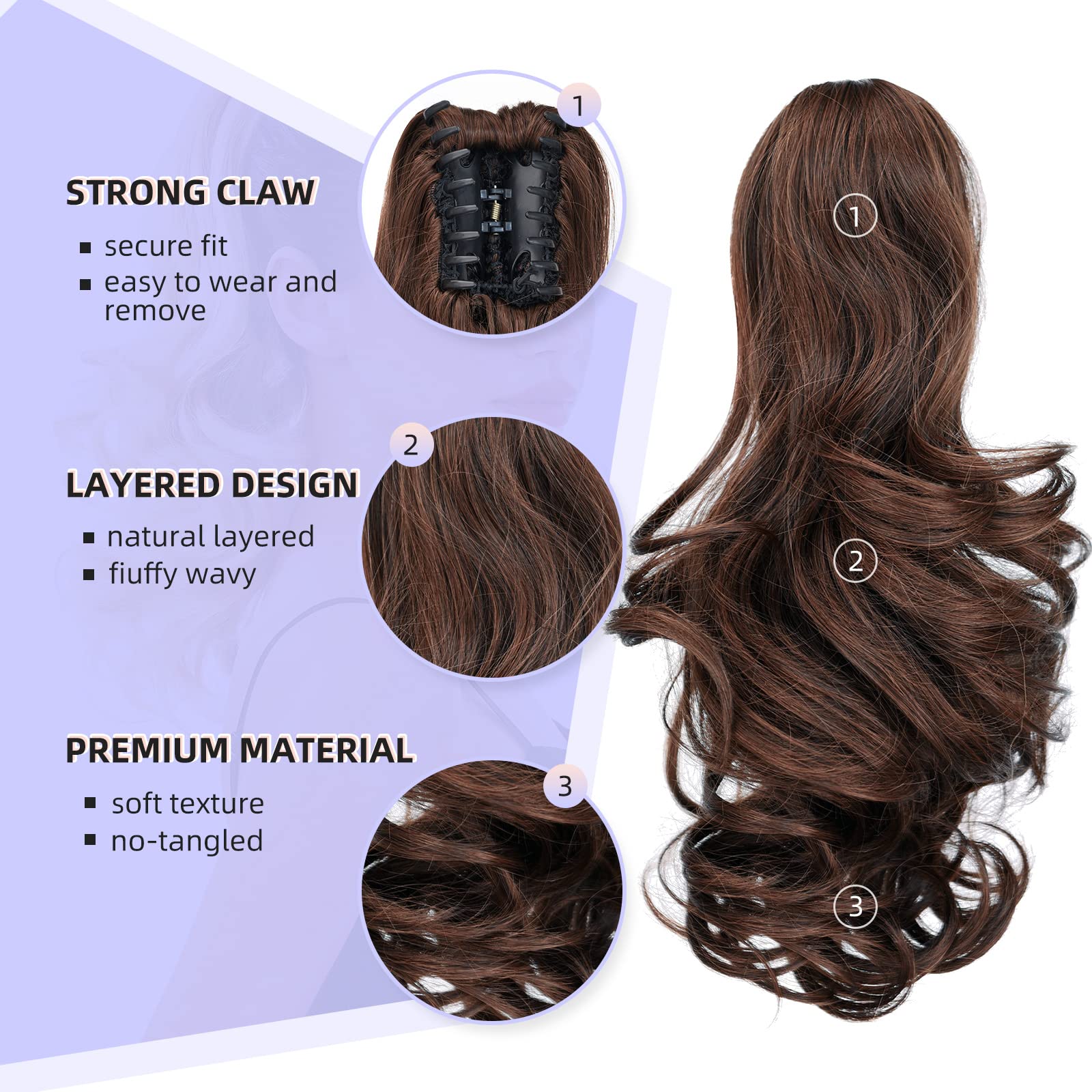 Natural Straight Ponytail Hair Extension with Claw Clip - Seamless Blonde Brown Black Hairpiece for Women - Perfect for Parties, Weddings & Everyday Styling