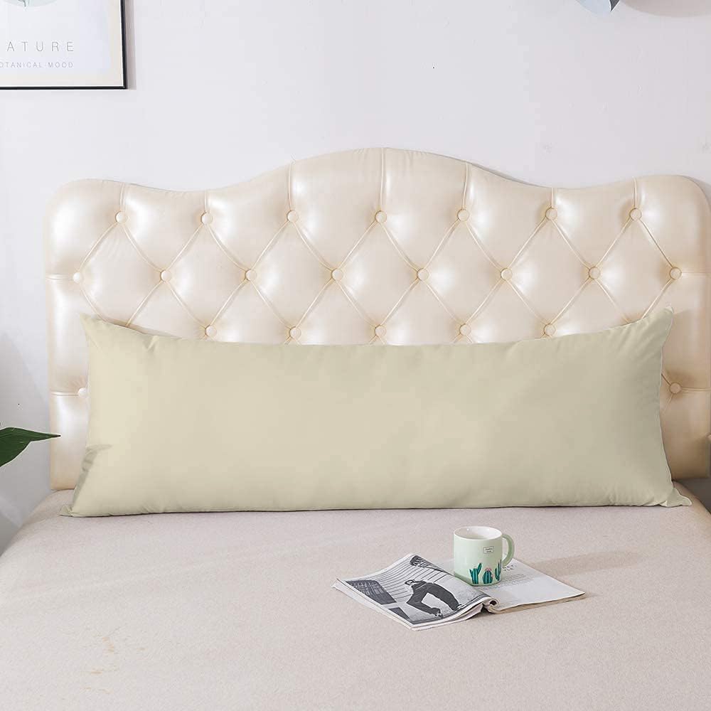 Premium 100% Natural Cotton Body Pillow Cover 20x60 Inches - Soft 600 Thread Count with Zipper Closure, Ivory - Ideal for Pregnancy, Nursing, Back Support & Home Decor