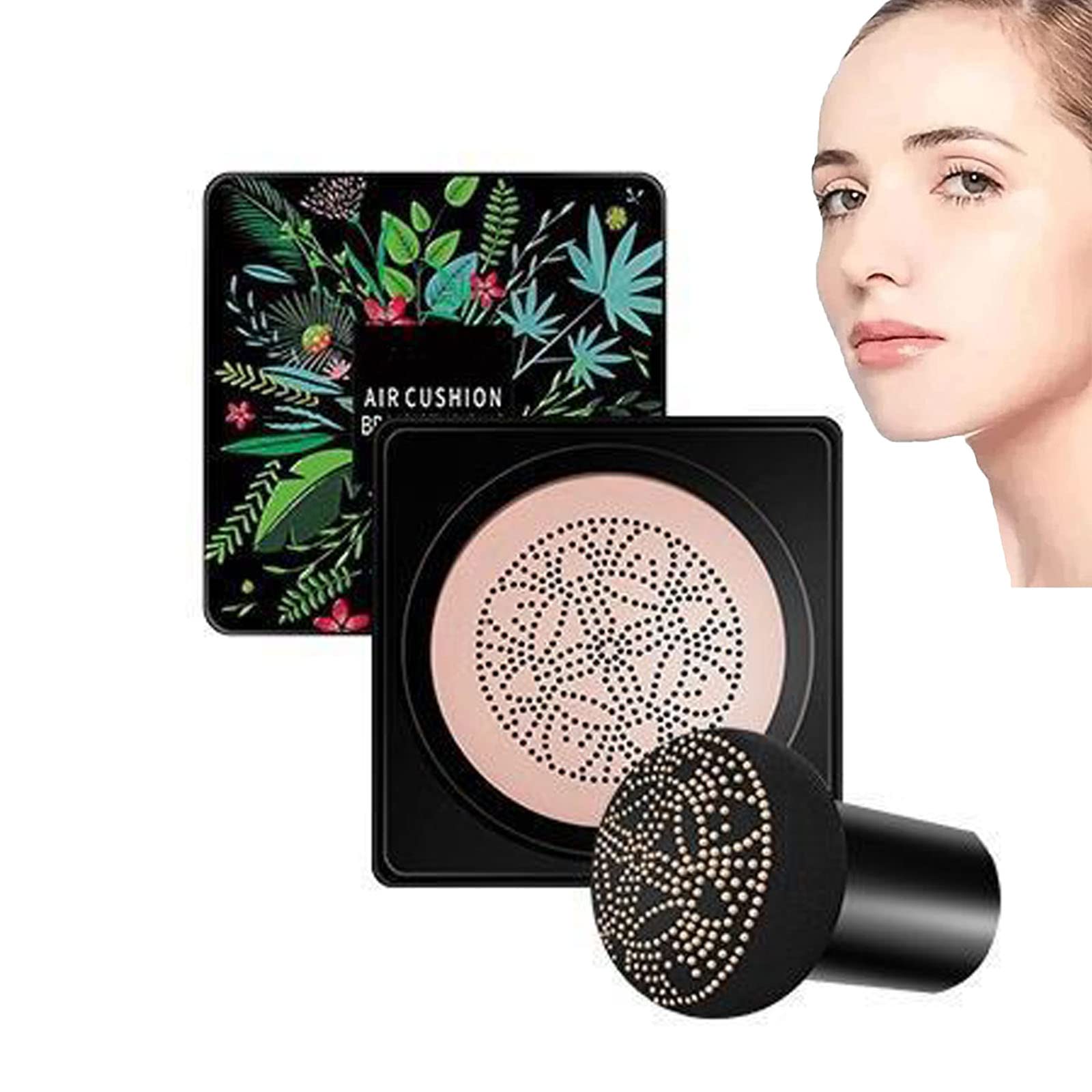 Tri-Color Mushroom Head Air Cushion BB Cream - Korean Full Coverage Foundation with Mushroom Head Sponge for Flawless Makeup | Perfect for Daily Wear, Special Occasions & On-The-Go Touch Ups