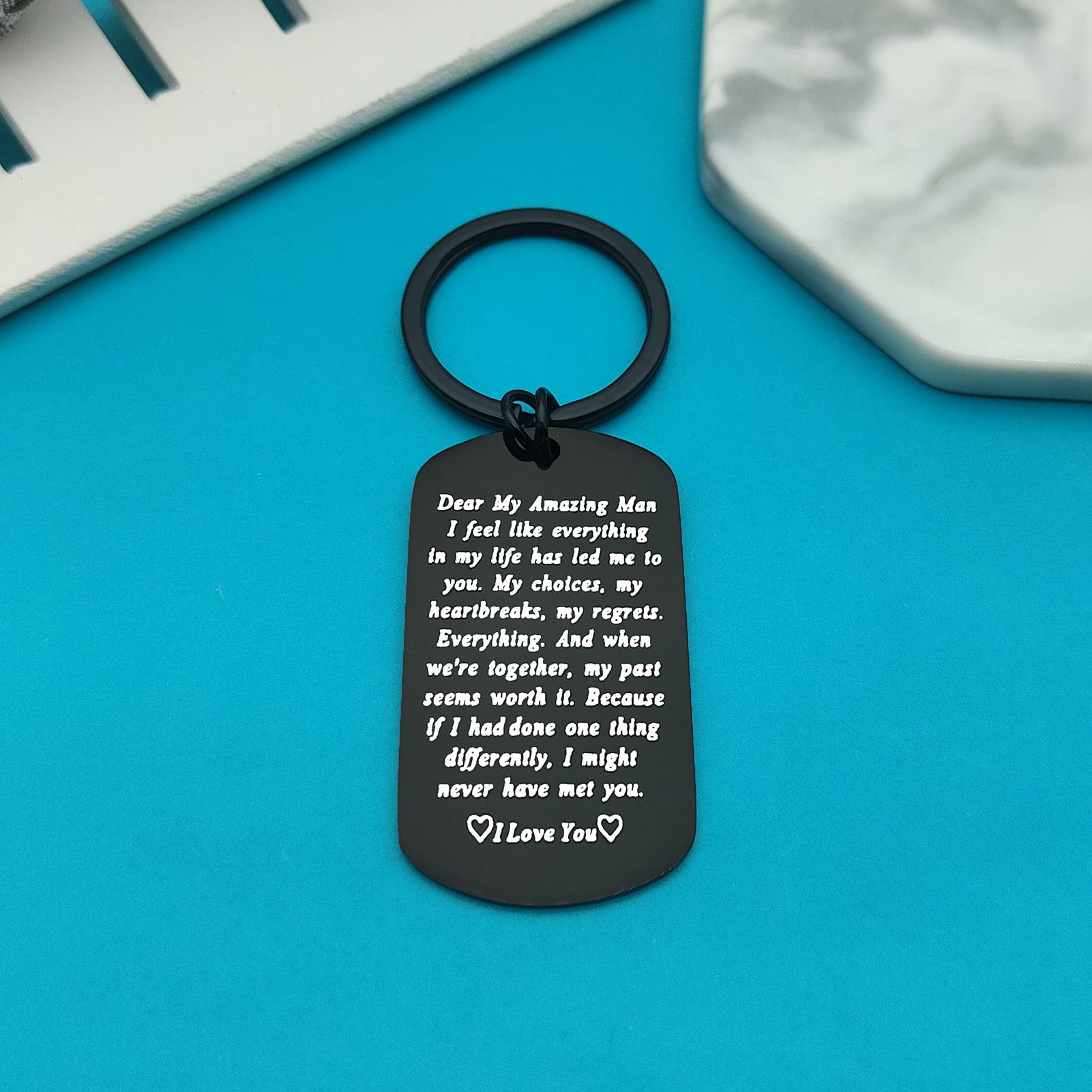 To My Man Keychain - Engraved I Love You Gift for Boyfriend, Husband, Fiance - Romantic Anniversary, Birthday & Valentine's Day Present - Perfect for Christmas, Weddings & Special Occasions
