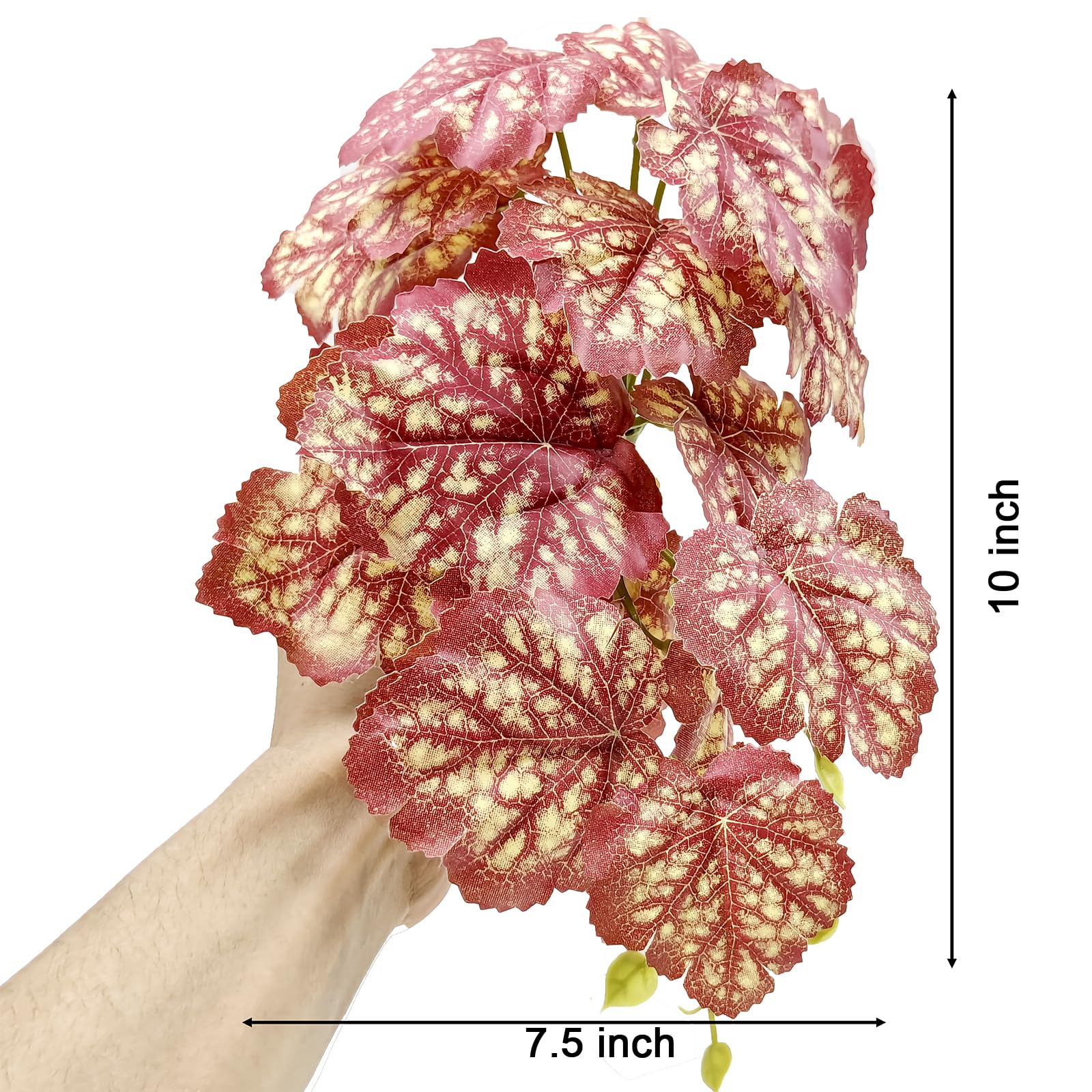 Woyrise 2PCS Pink Heuchera Reptile Plants - Terrarium Hanging Vines with Suction Cups for Bearded Dragons, Lizards, Snakes, Geckos & Frogs | Natural Habitat Decor for Reptile Tanks & Amphibian Enclosures | Perfect for Jungle-Themed Terrariums & Bioactive Vivariums