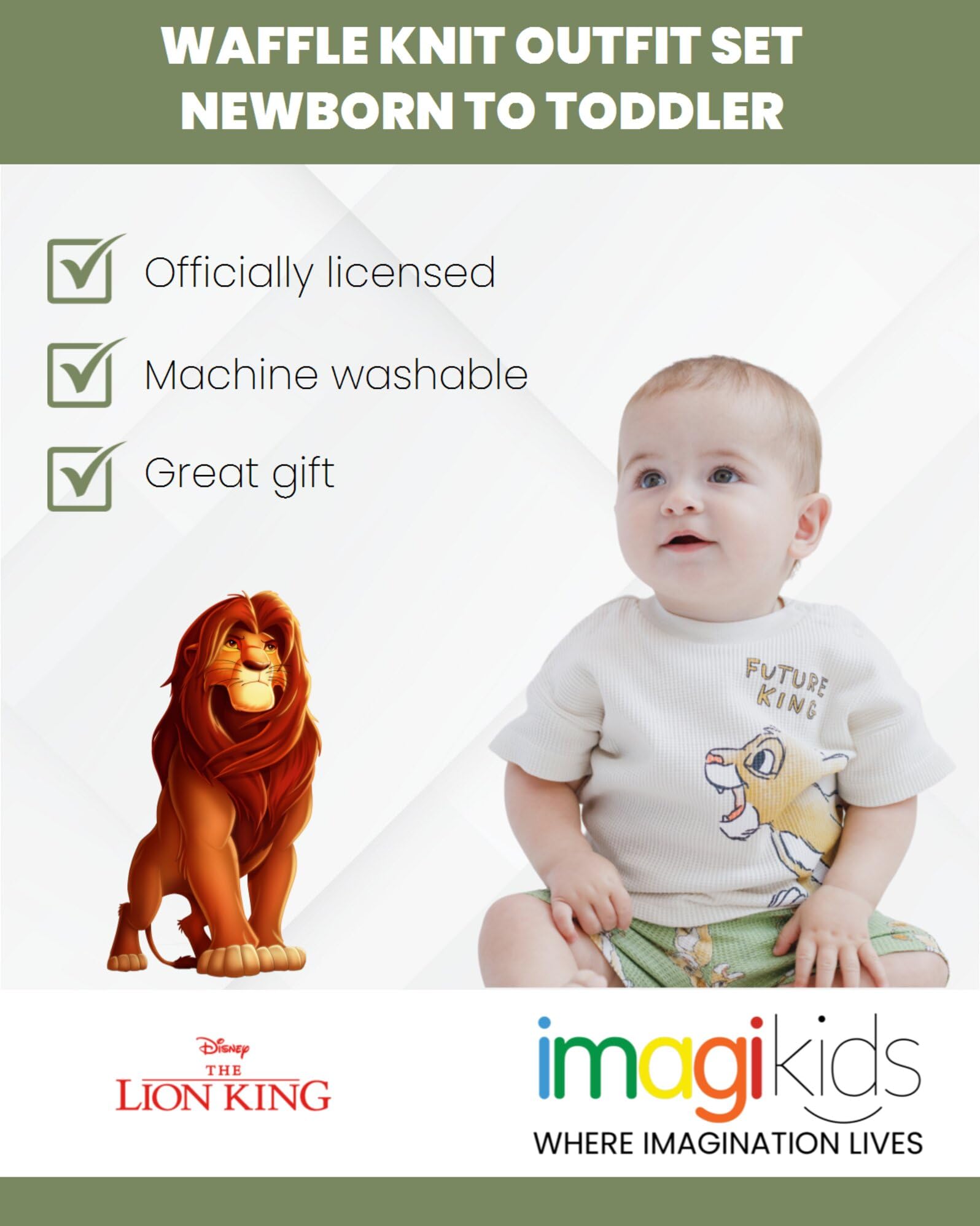 Disney Waffle Knit T-Shirt and Shorts Outfit Set for Newborn to 5 Years (0-3M-5T) - Soft Cotton Baby & Toddler Clothes - Perfect for Playtime, Family Photos & Everyday Wear