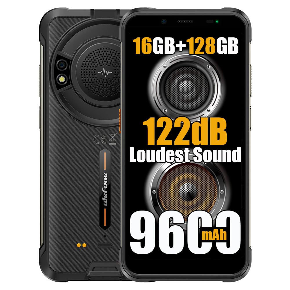 Ulefone Power Armor 16S 16GB+128GB+2TB Unlocked Rugged Smartphone - 9600mAh Battery, 122dB Loudspeaker, 50MP Camera, 5.93