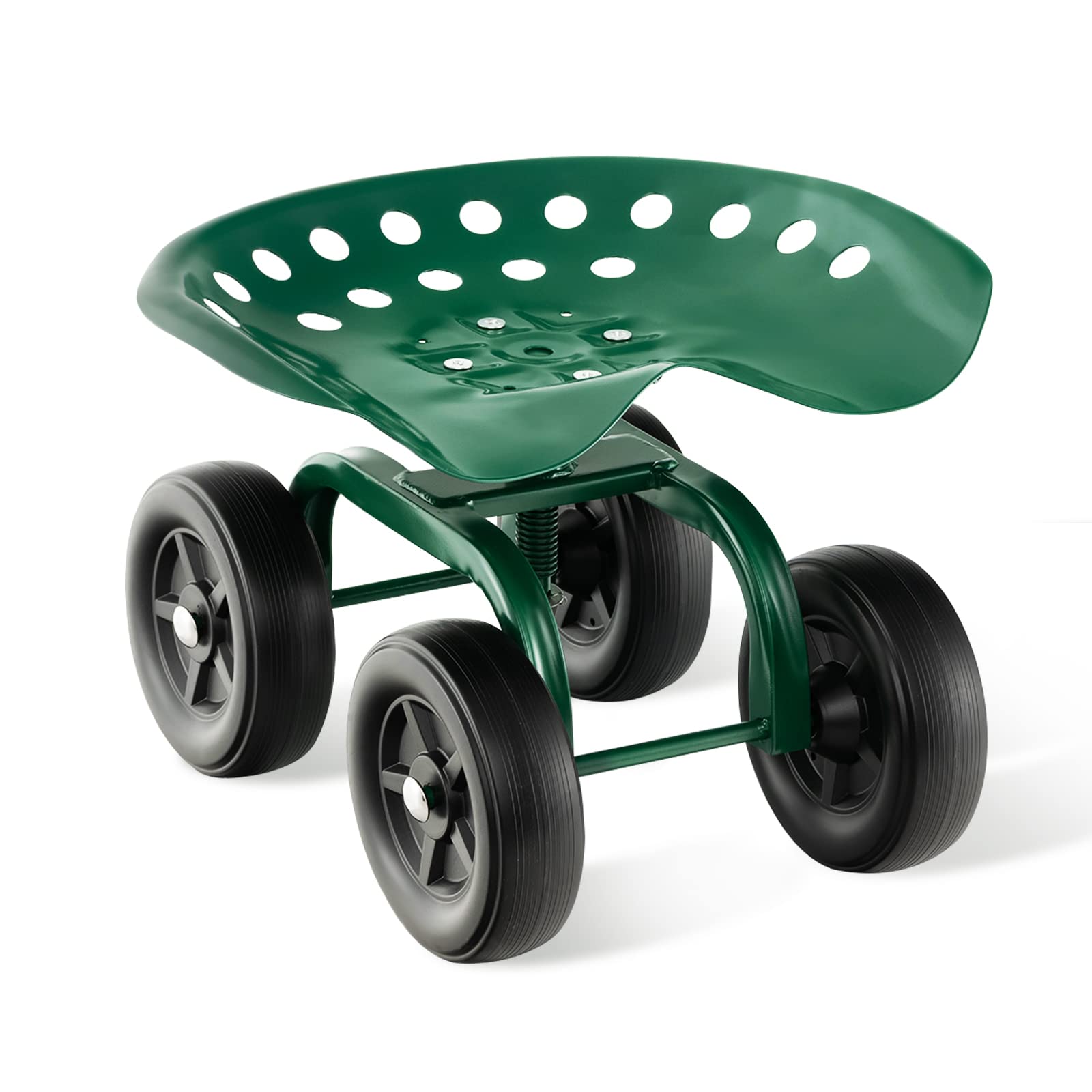 Giantex Heavy Duty Garden Cart with 4 Wheels - 360° Swivel Rolling Work Seat, Adjustable Height Garden Stool & Utility Wagon Scooter for Gardening, Lawn Care, Yard Work, Patio Maintenance | Perfect for Outdoor Chores, Landscaping Projects & Home Improvement Tasks (Green)