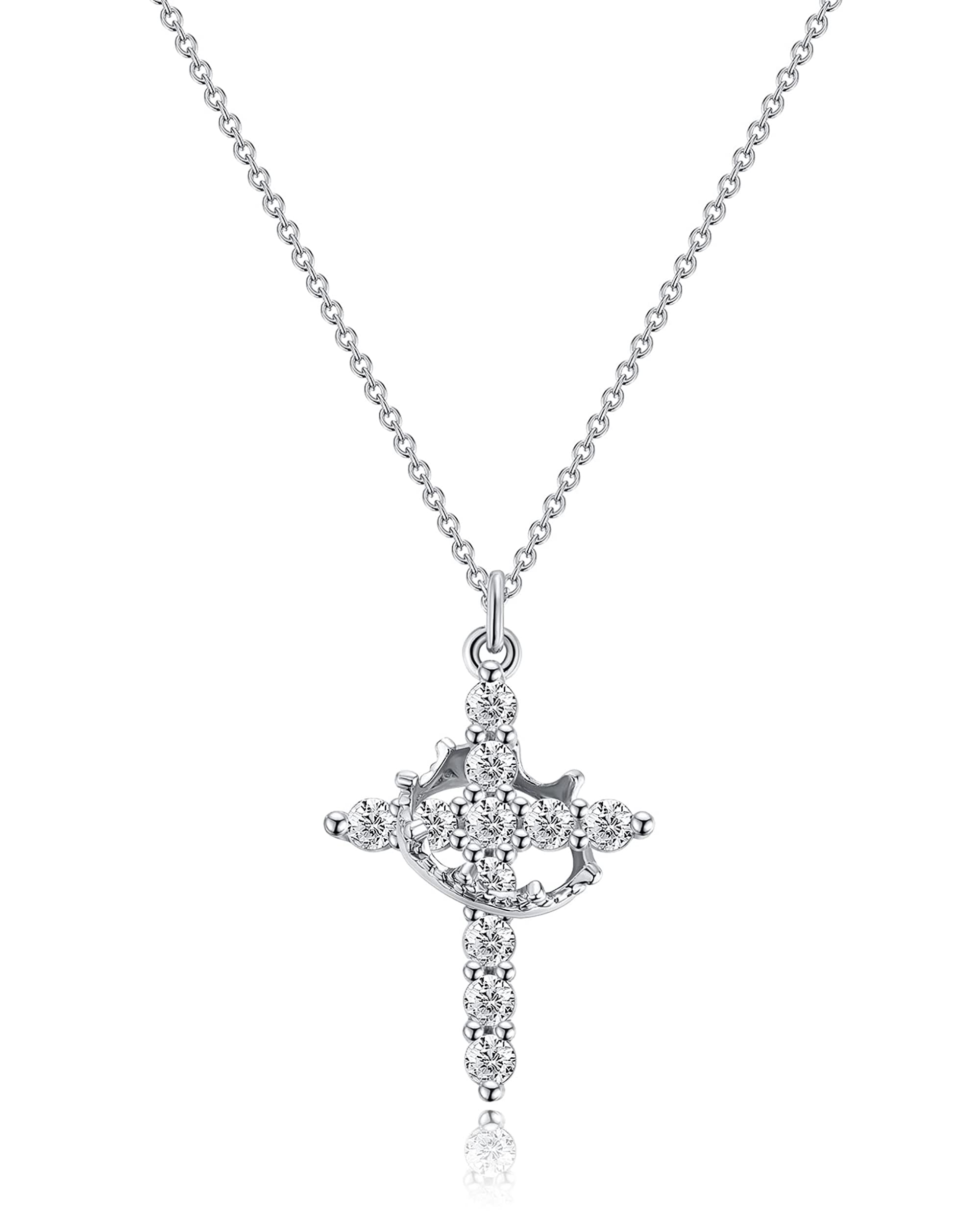 DEARMAY 14K Gold Filled & Sterling Silver Dainty Cross Necklace for Women - Minimalist Layered Small Cross Pendant with Thin Chain, Elegant Aesthetic Jewelry Gift for Her - Perfect for Everyday Wear, Church, Weddings & Special Occasions