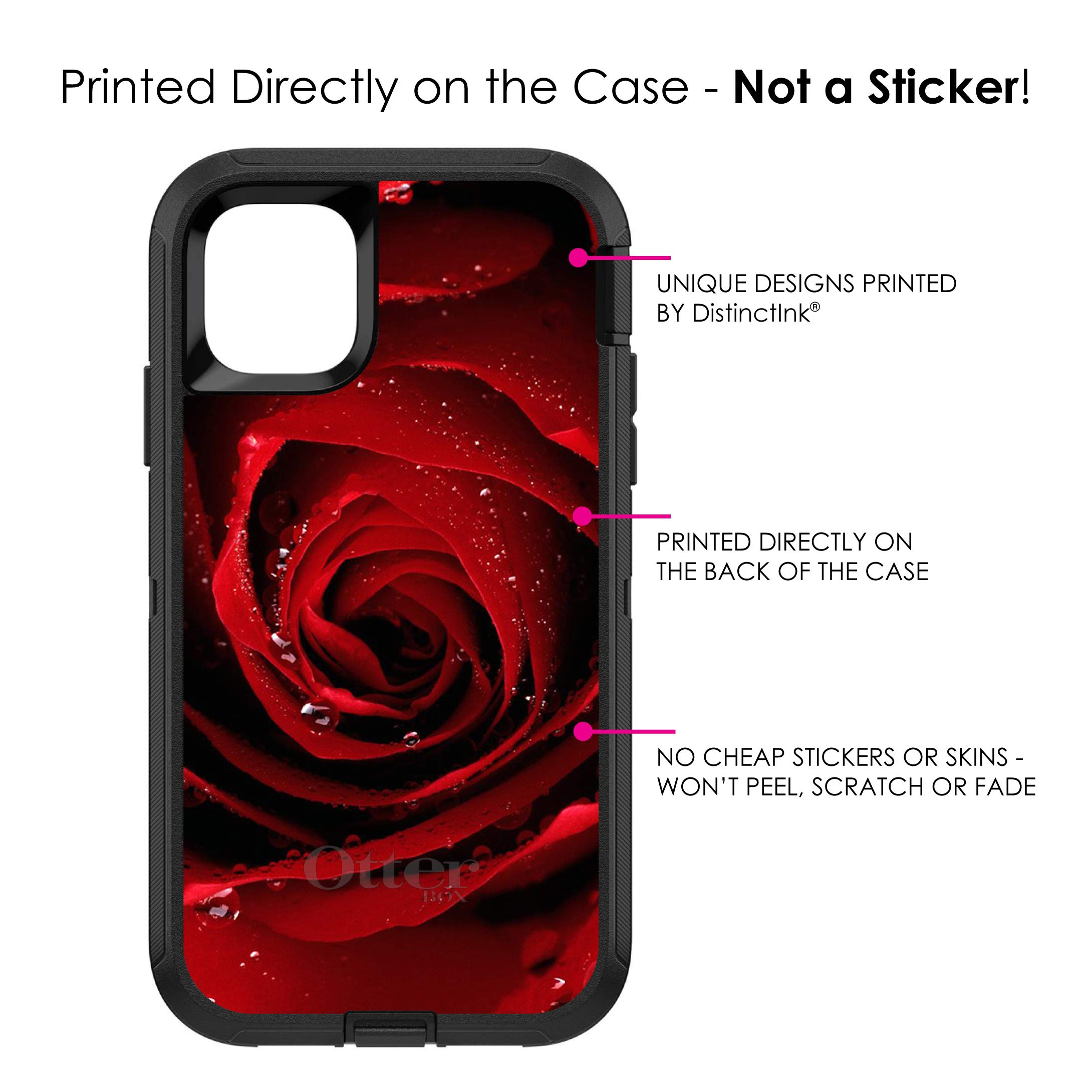 DistinctInk iPhone 11 Pro MAX Case (6.5 Inch) - Heavy Duty Protective Cover with Red Rose Design | Shockproof Replacement for OtterBox Defender | Perfect for Outdoor Activities, Travel & Daily Use