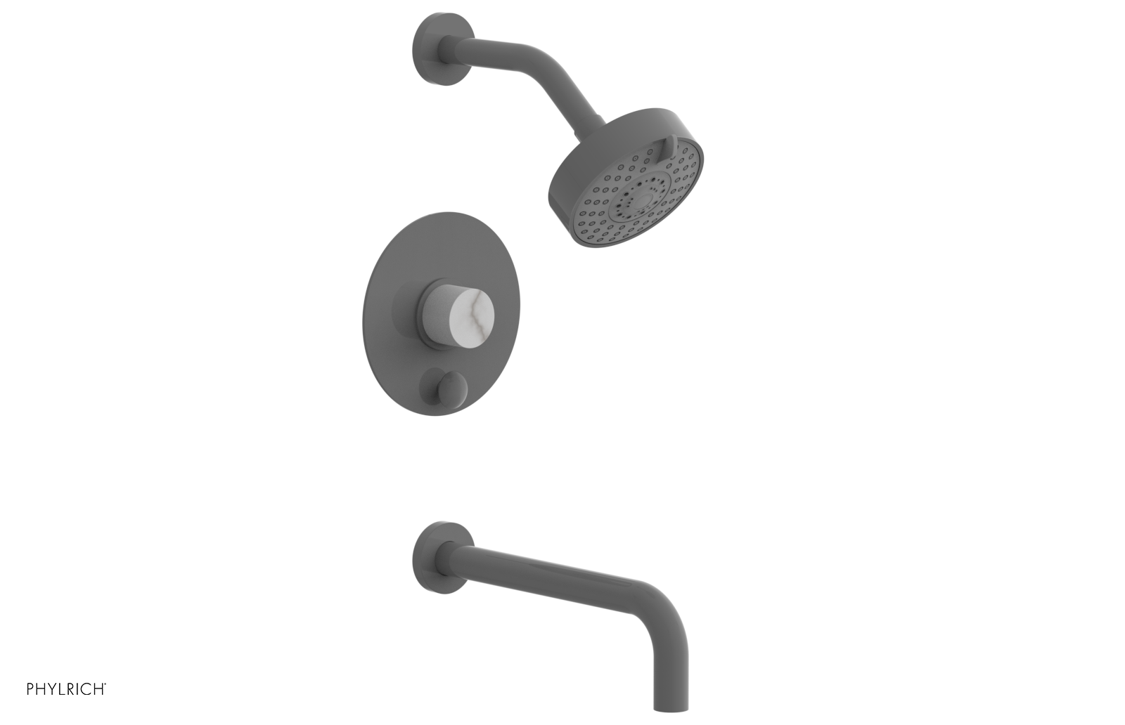 BASIC II 10 Pressure Balance Tub and Shower Set - White Marble Finish, 230 28 10 - Perfect for Bathroom Renovation & Modern Home Upgrade